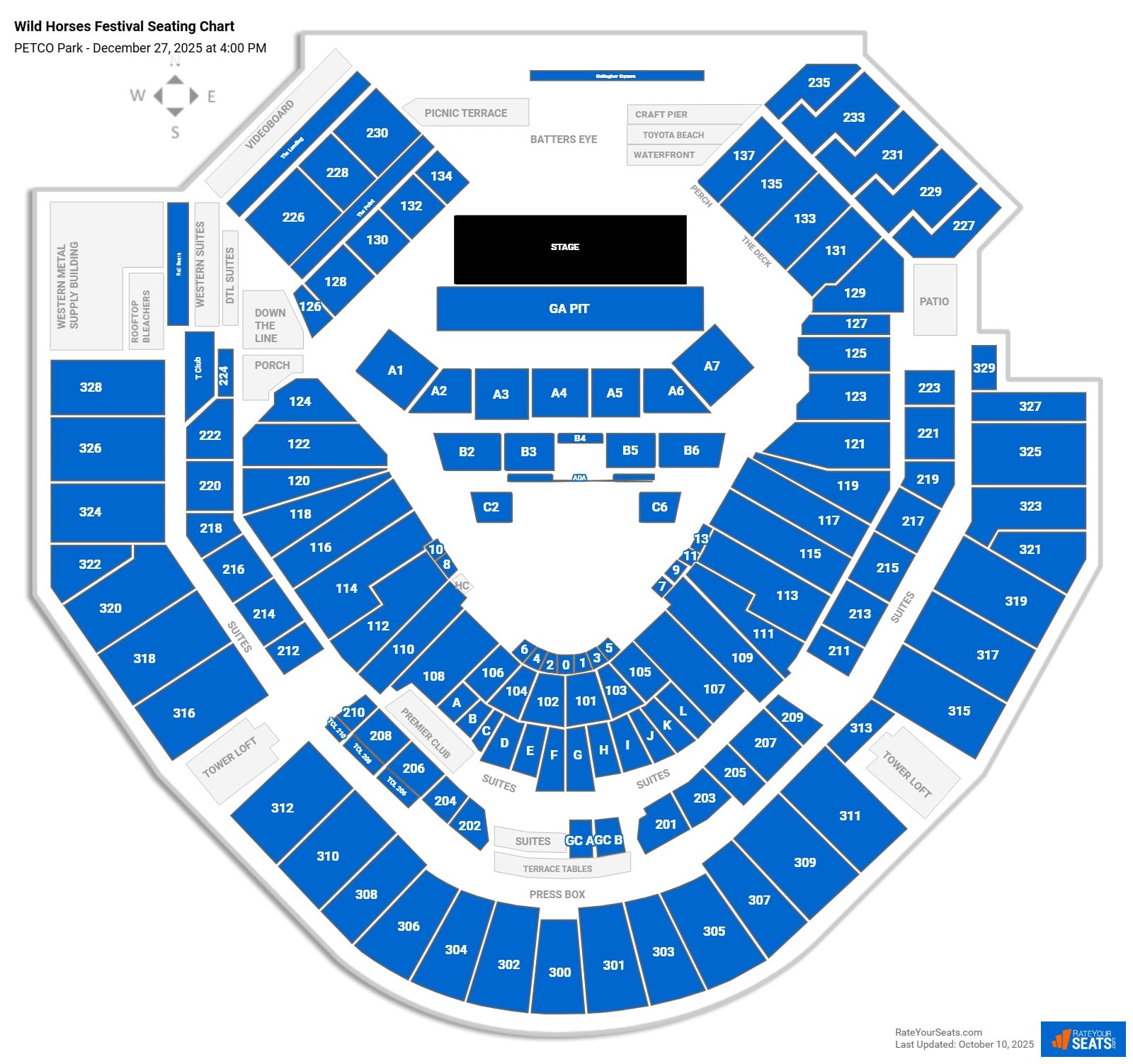 Wild Horses Festival seating chart PETCO Park