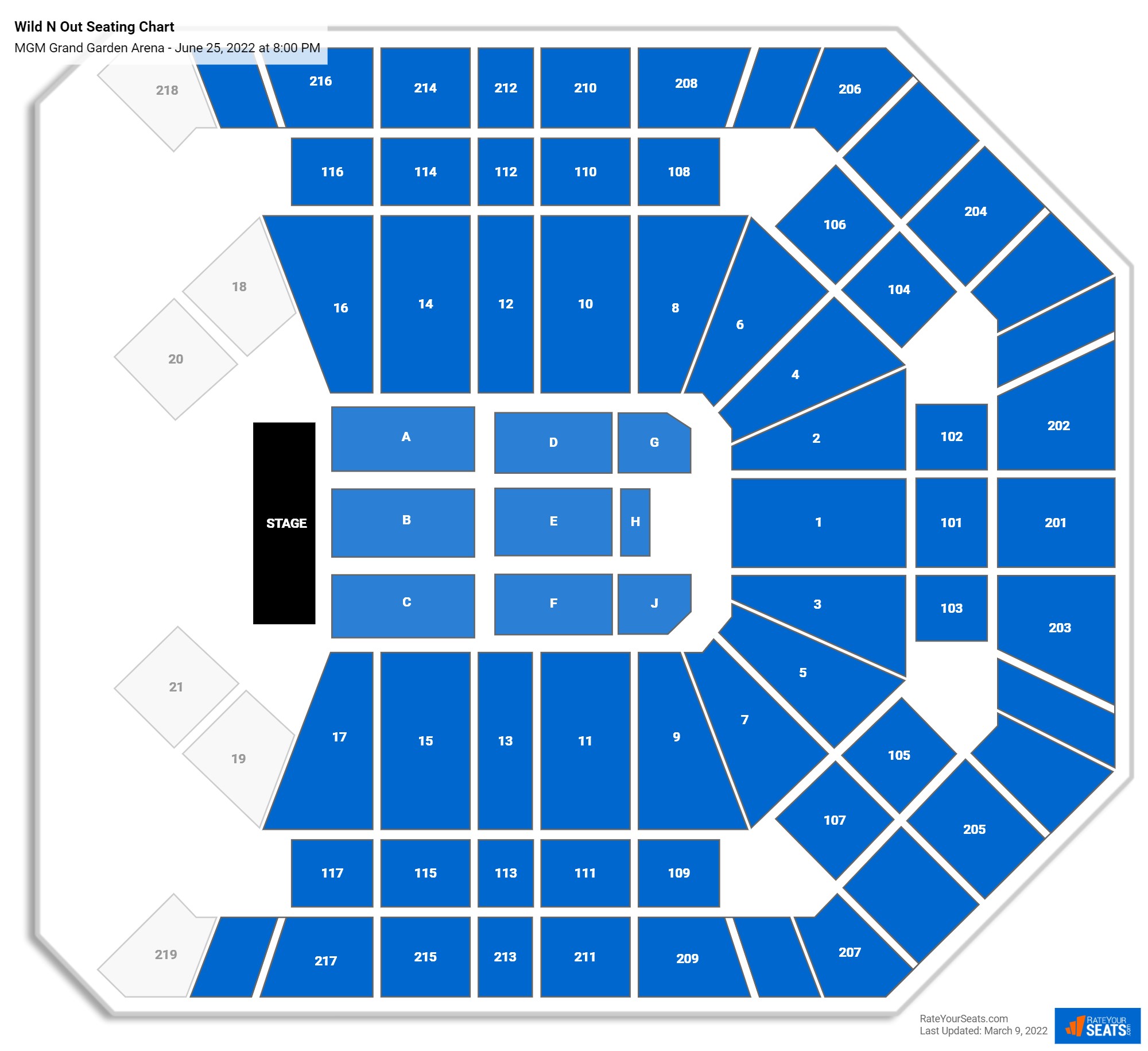 Wild N Out seating chart MGM Grand Garden Arena