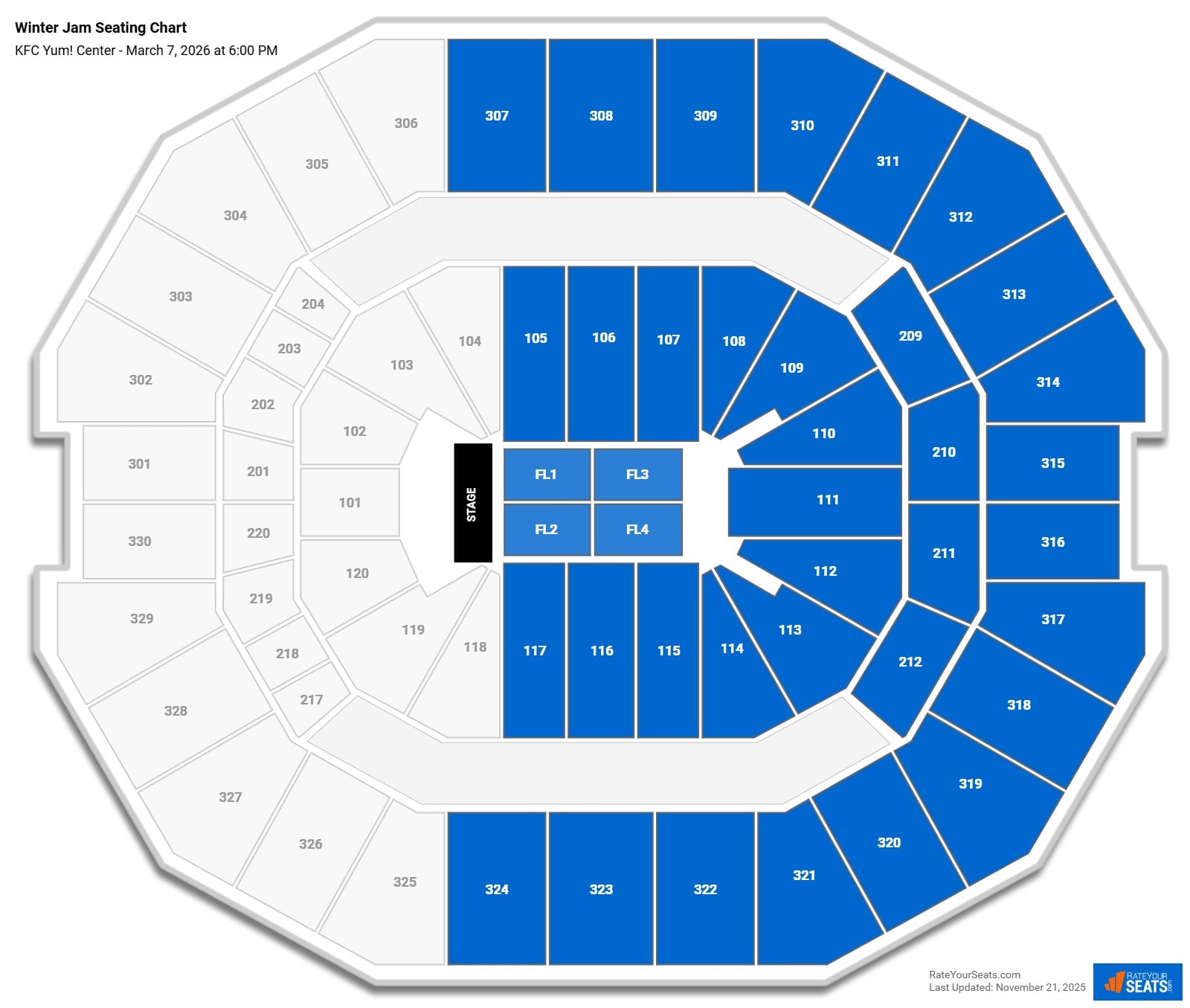 Winter Jam seating chart KFC Yum! Center