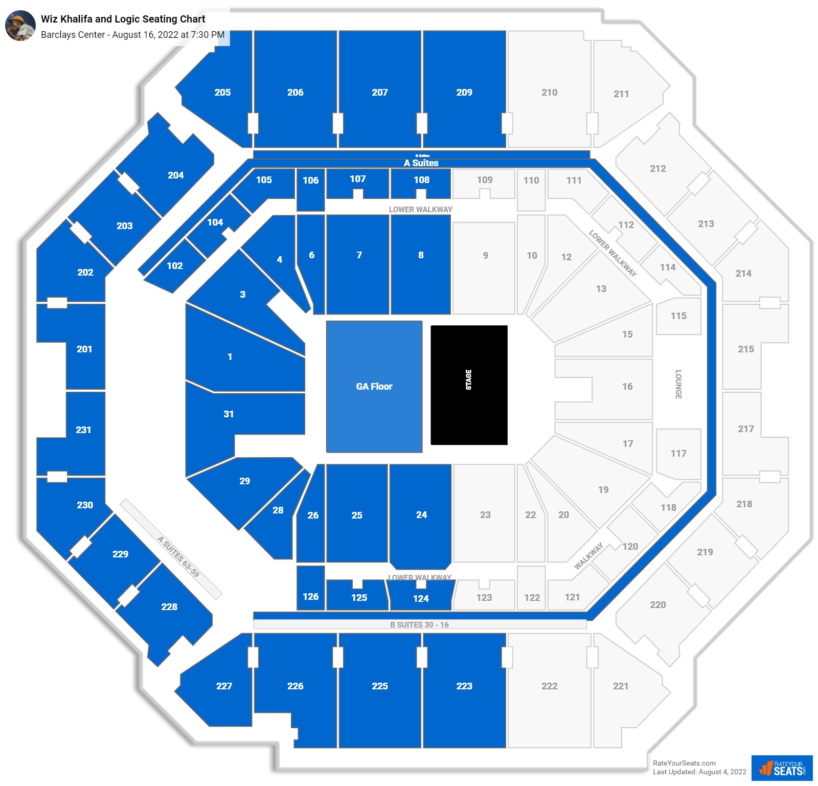 Wiz Khalifa and Logic seating chart Barclays Center