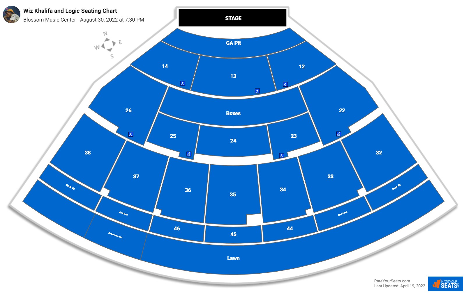 Wiz Khalifa and Logic seating chart Blossom Music Center