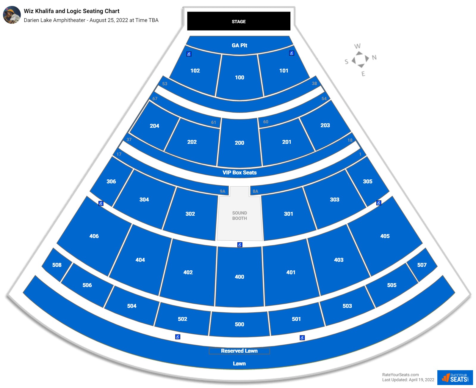 Wiz Khalifa and Logic seating chart Darien Lake Amphitheater