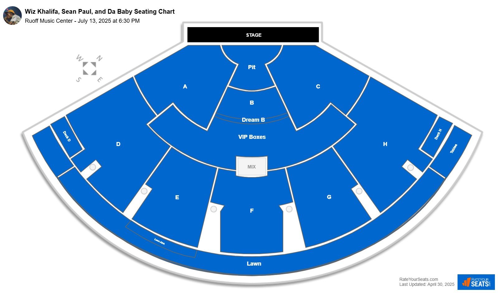 Wiz Khalifa, Sean Paul, and Da Baby seating chart Ruoff Music Center
