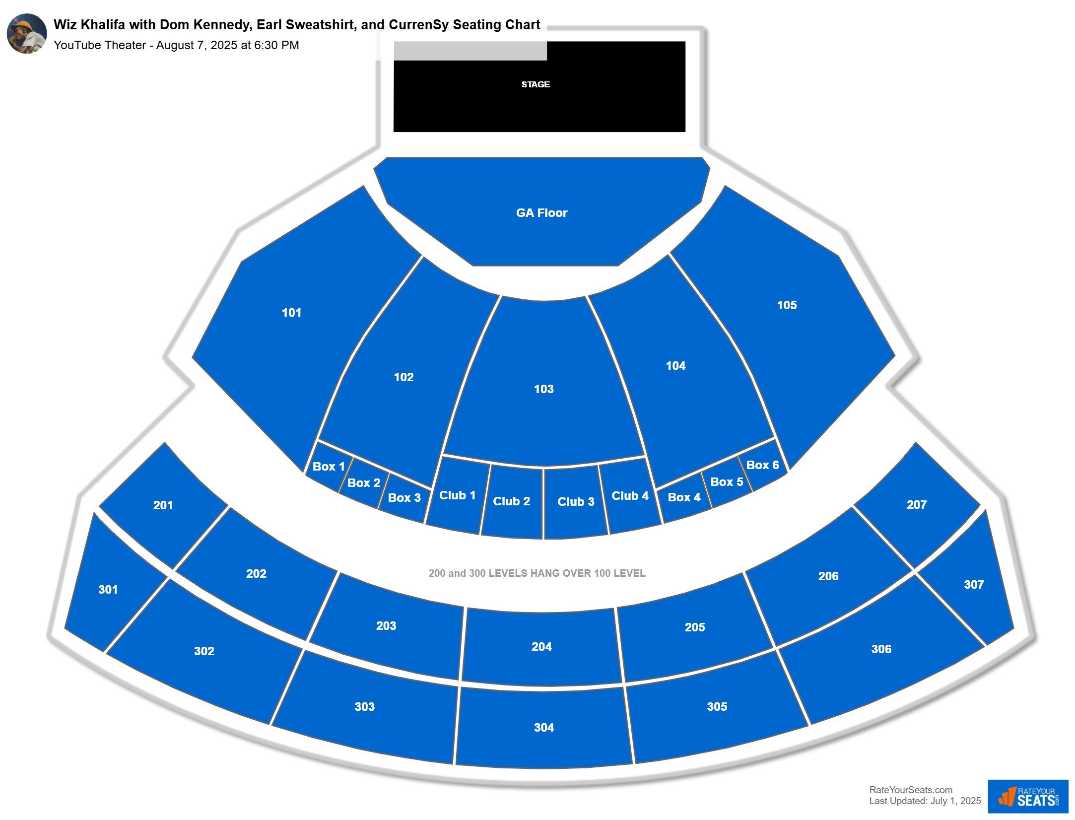 Wiz Khalifa with Dom Kennedy, Earl Sweatshirt, and CurrenSy seating chart YouTube Theater