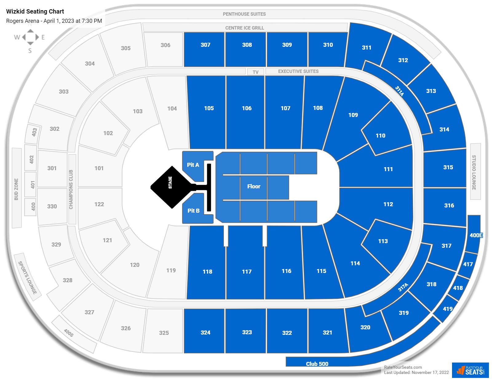 Wizkid seating chart Rogers Arena