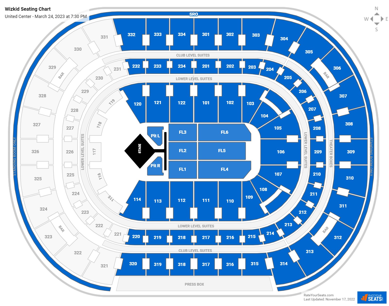 Wizkid seating chart United Center