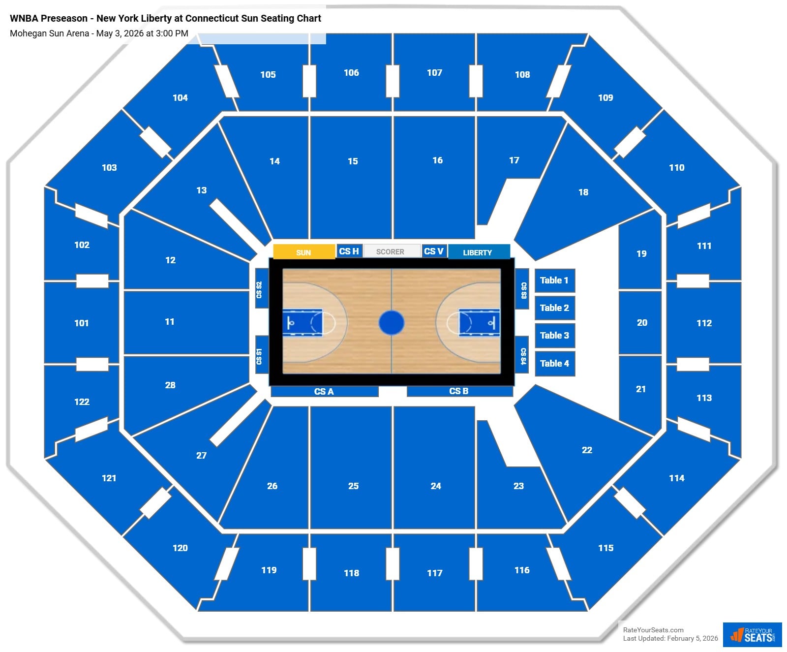 WNBA Preseason - New York Liberty at Connecticut Sun seating chart Mohegan Sun Arena