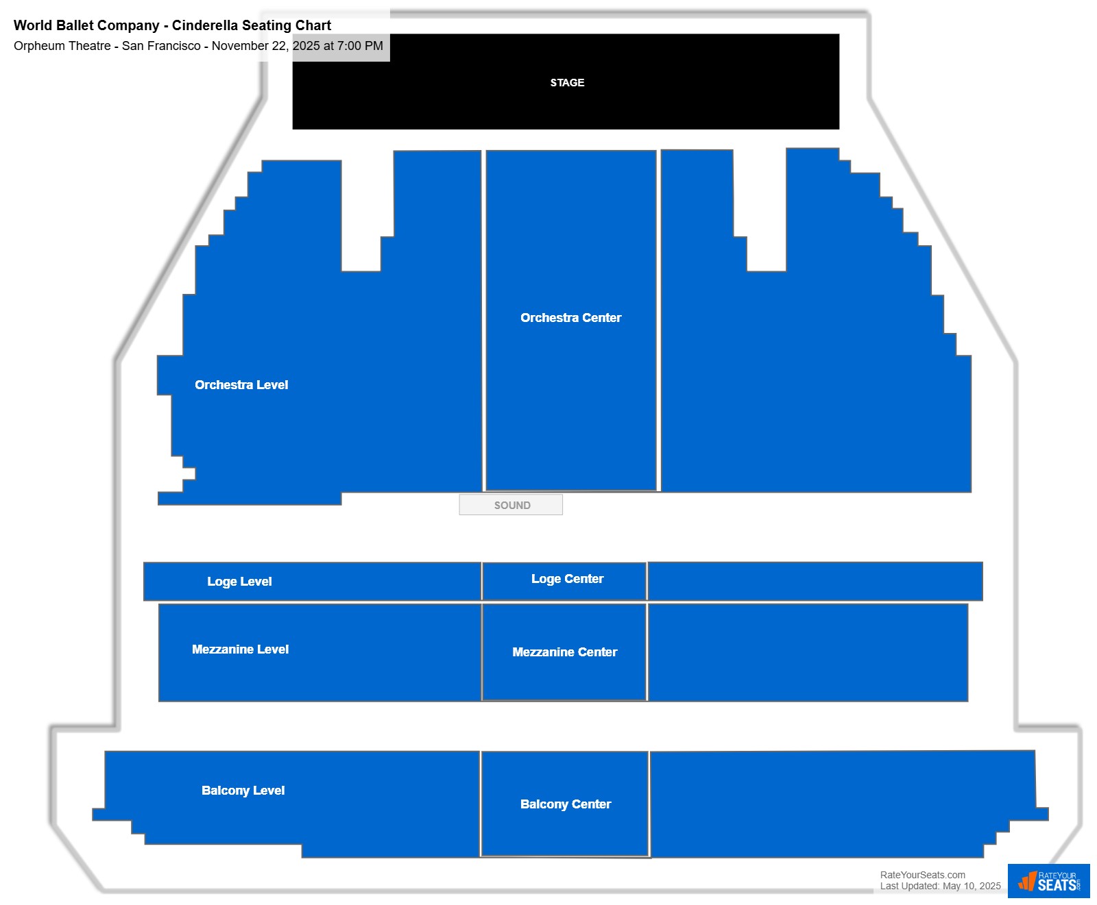 World Ballet Company - Cinderella seating chart Orpheum Theatre - San Francisco
