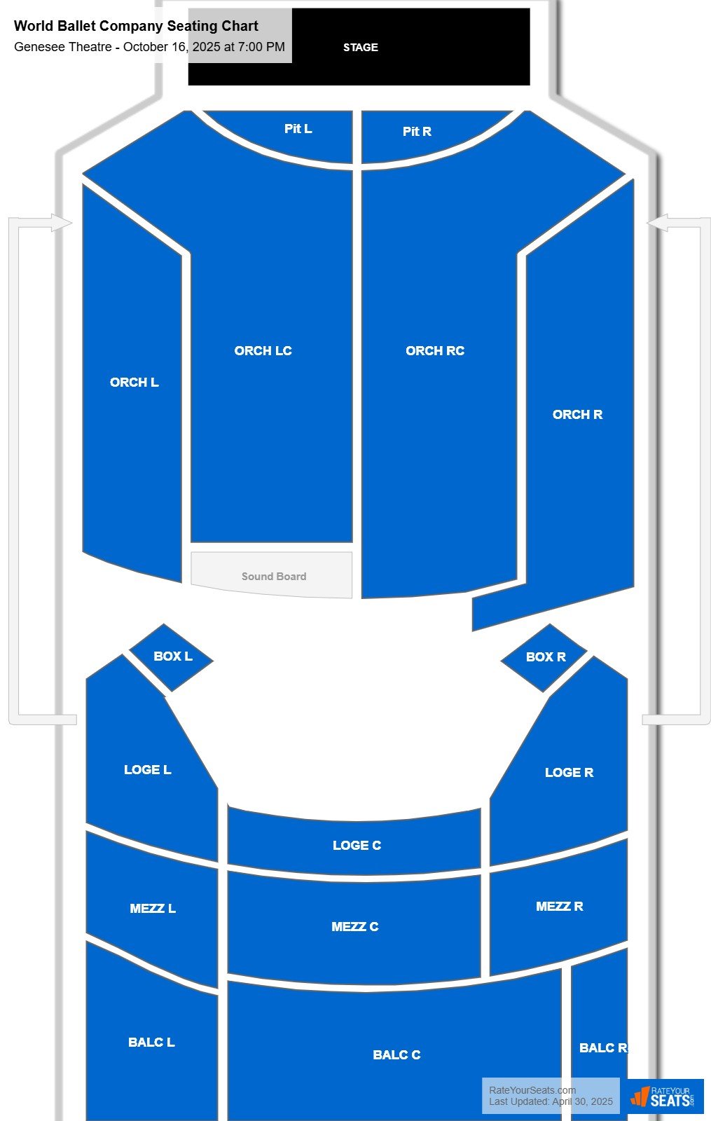 World Ballet Company seating chart Genesee Theatre