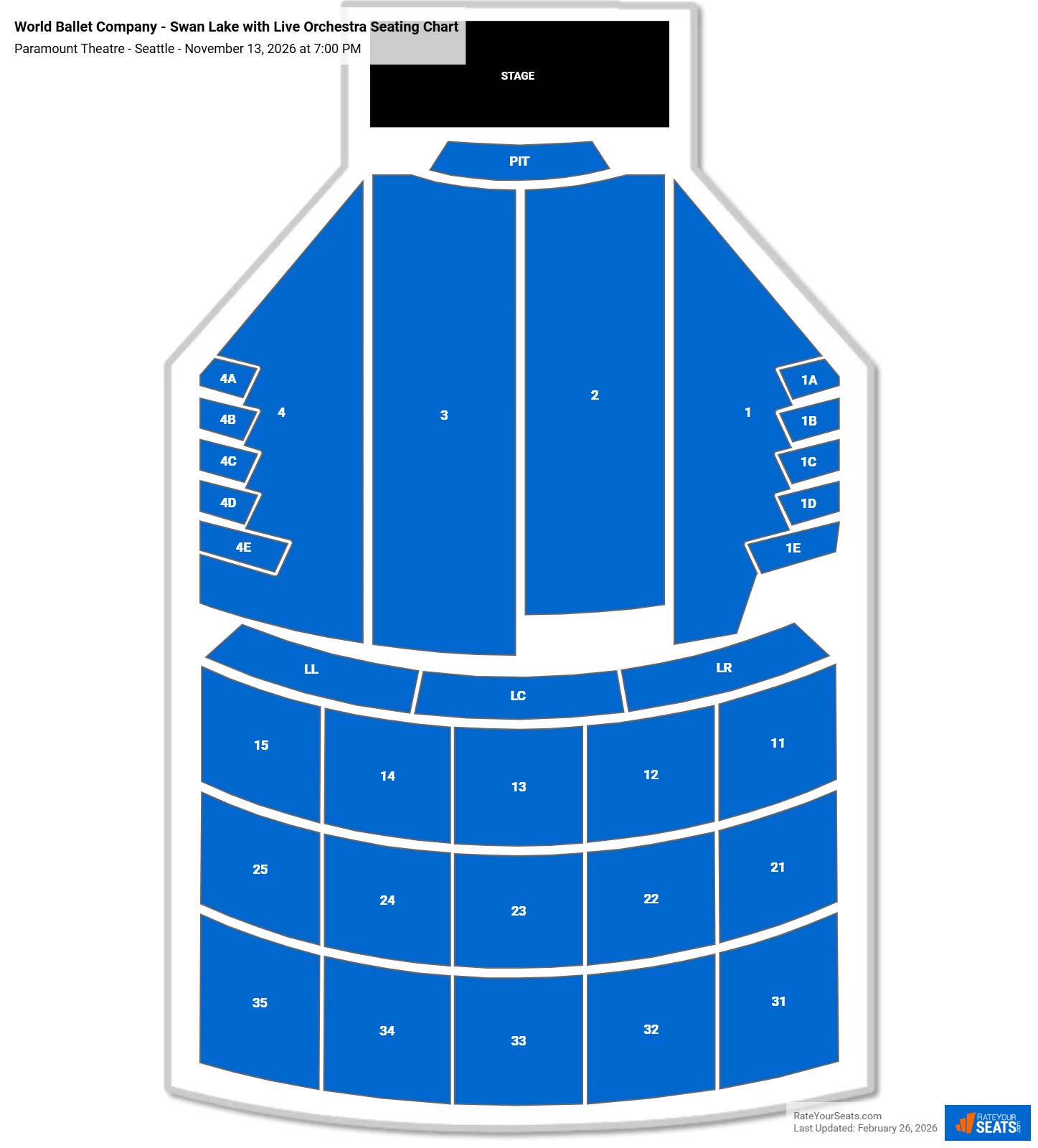 World Ballet Company - Swan Lake with Live Orchestra seating chart Paramount Theatre - Seattle