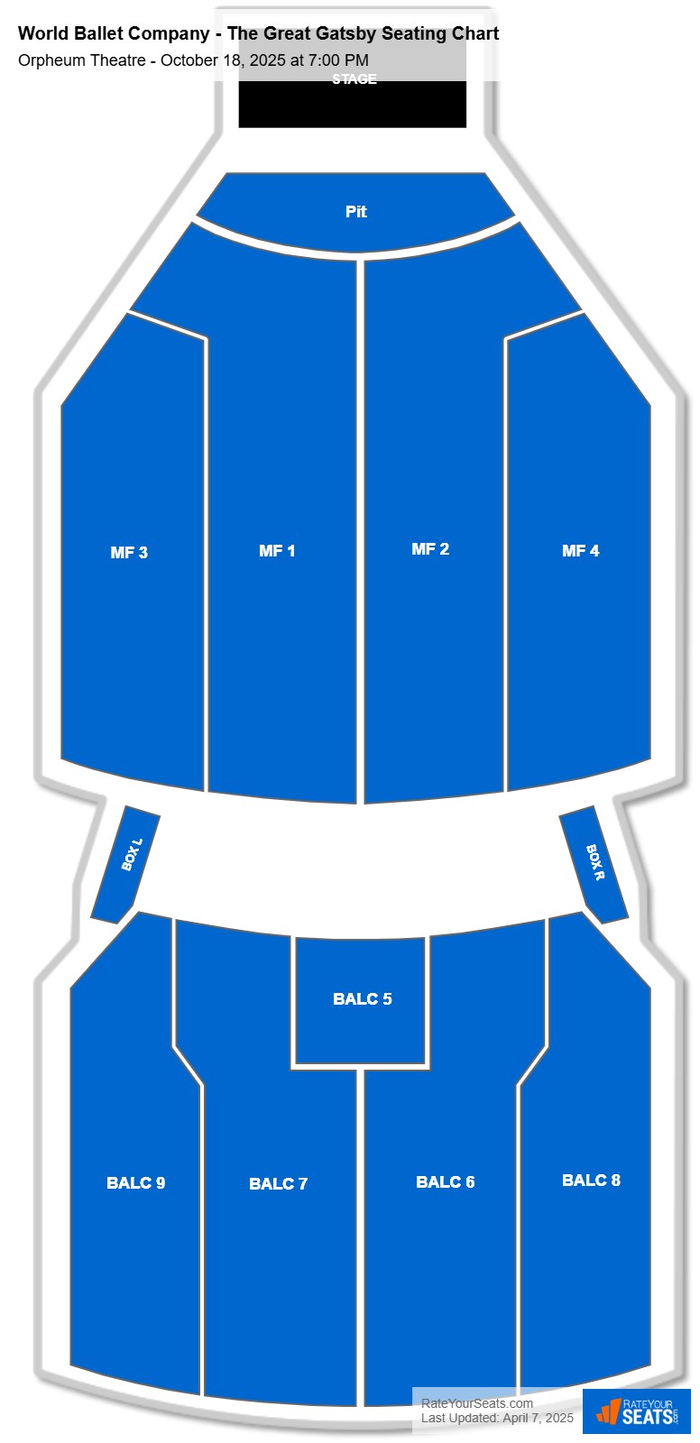 World Ballet Company - The Great Gatsby seating chart Orpheum Theatre (Minneapolis)