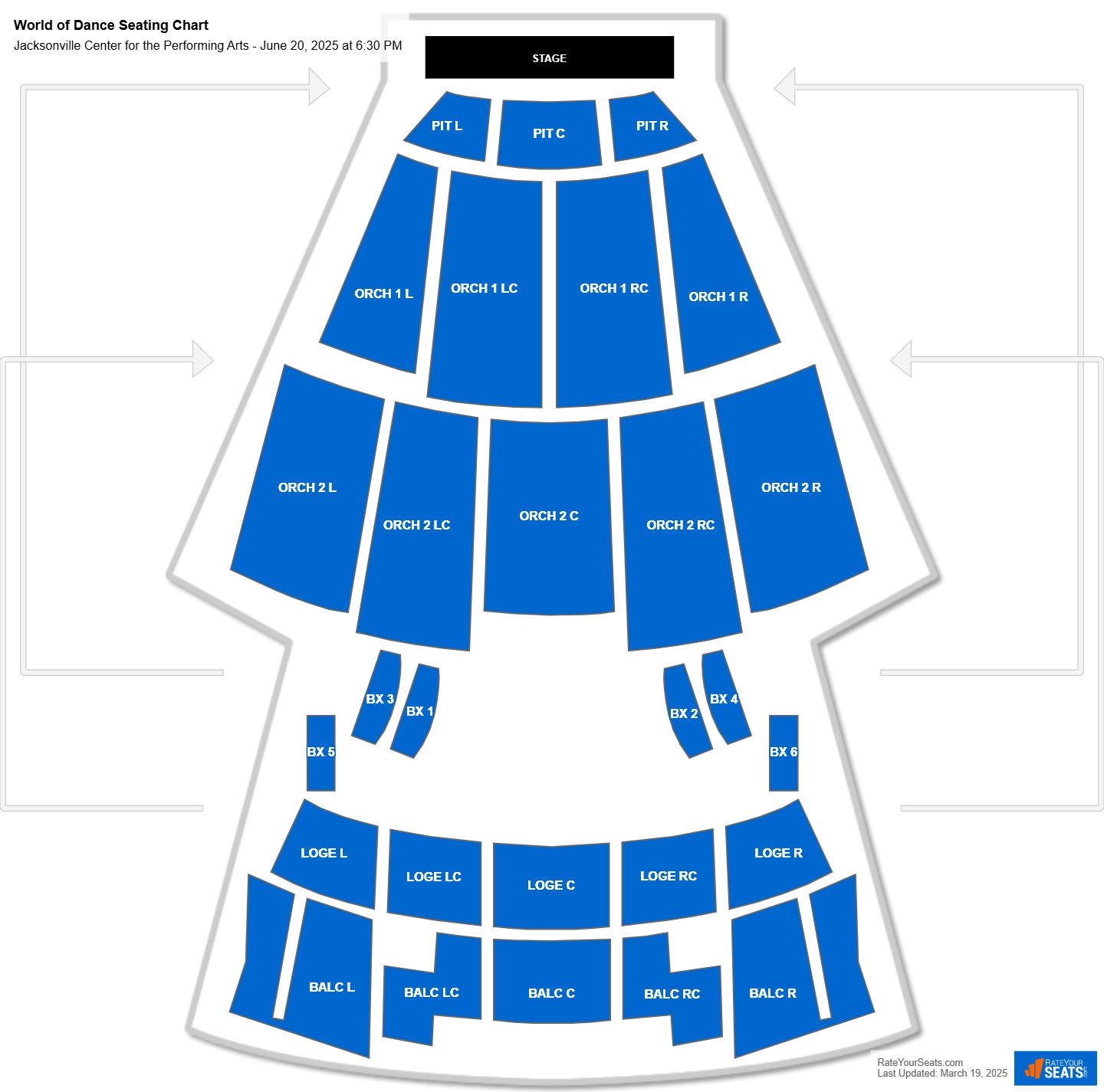 World of Dance seating chart Jacksonville Center for the Performing Arts (Moran)