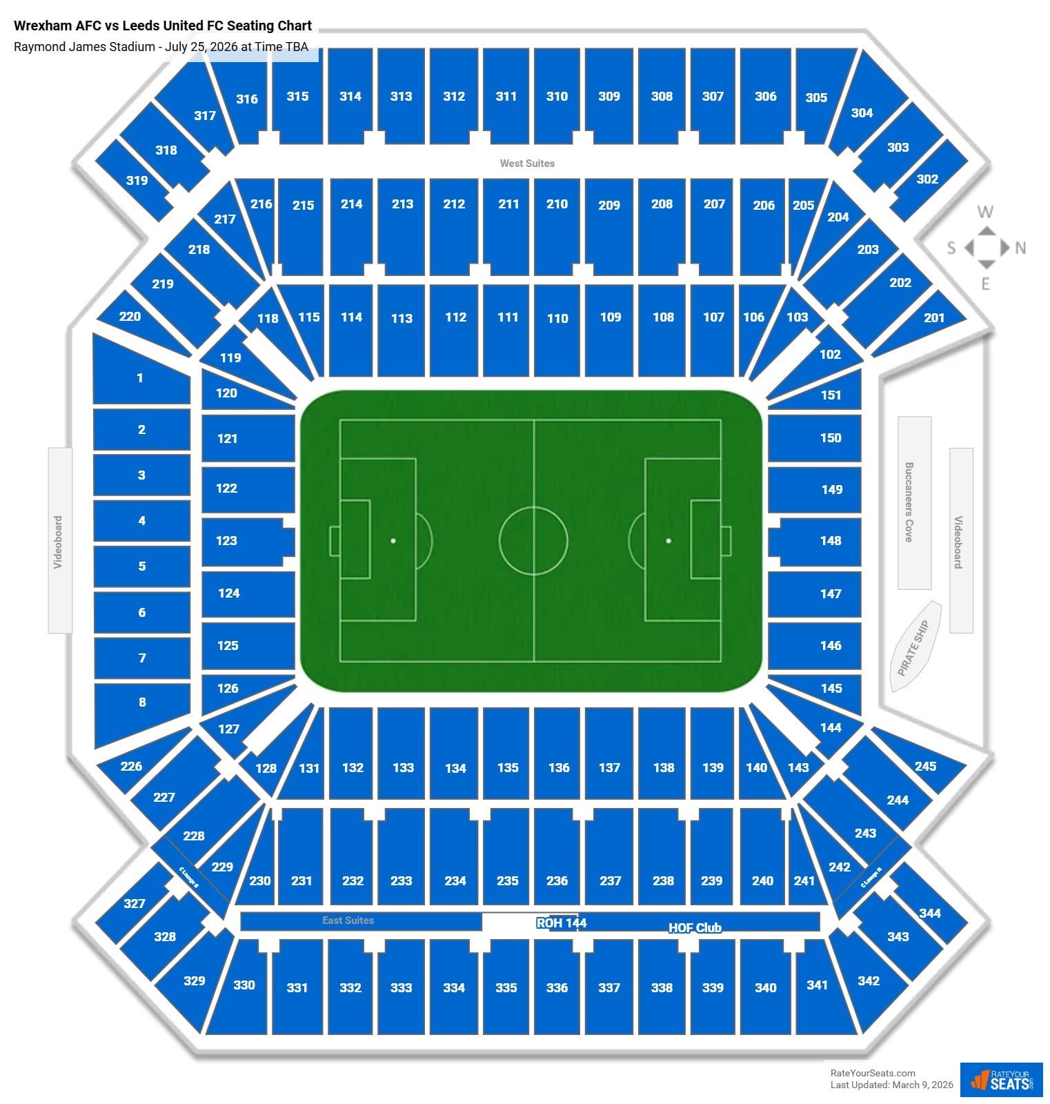 Wrexham AFC vs Leeds United FC seating chart Raymond James Stadium