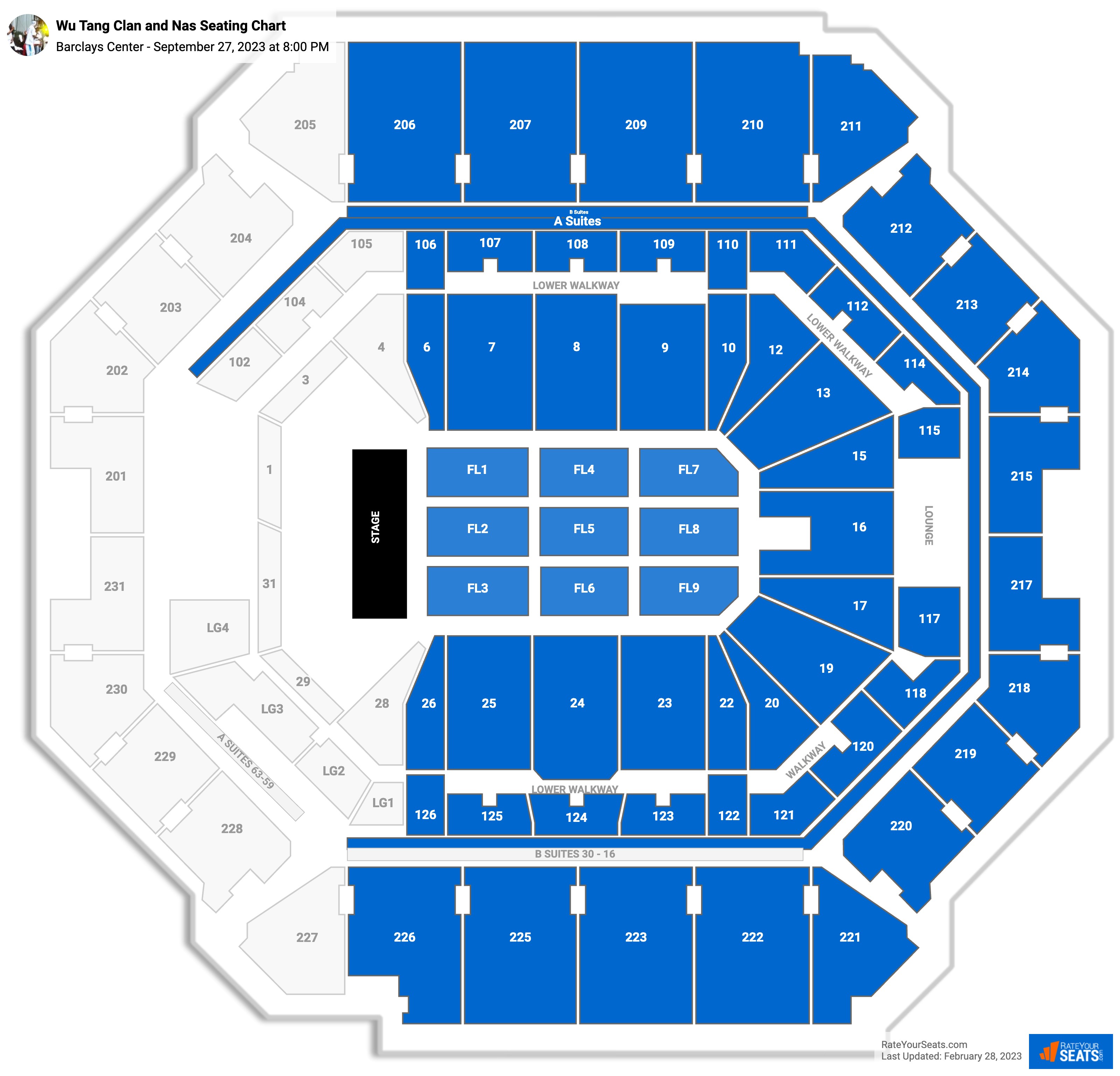 Wu Tang Clan and Nas seating chart Barclays Center