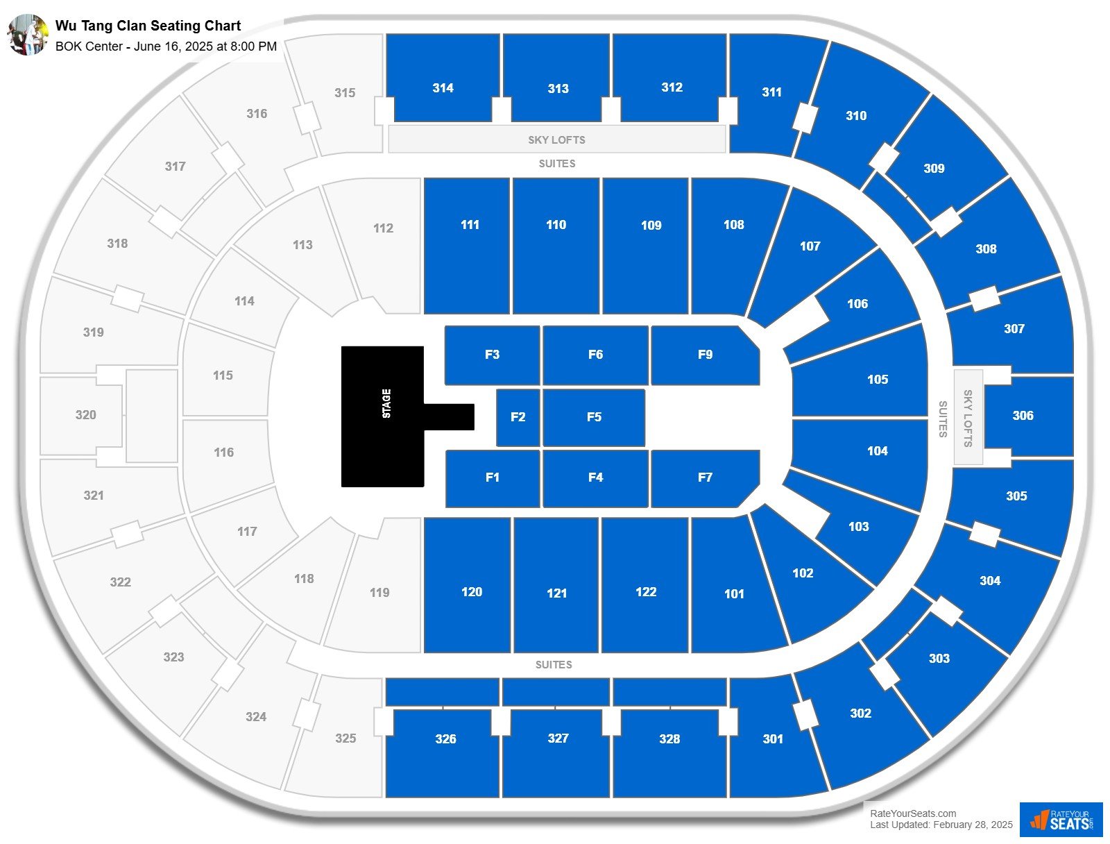 Wu Tang Clan seating chart BOK Center