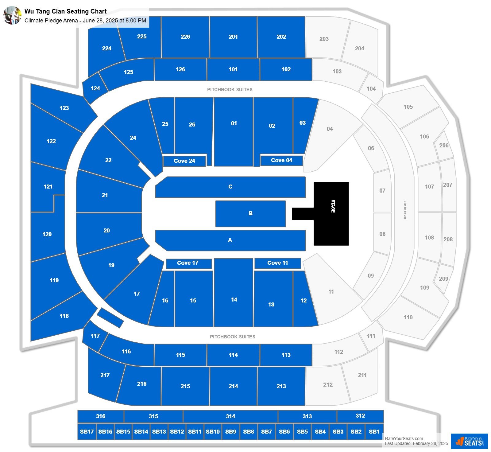 Wu Tang Clan seating chart Climate Pledge Arena