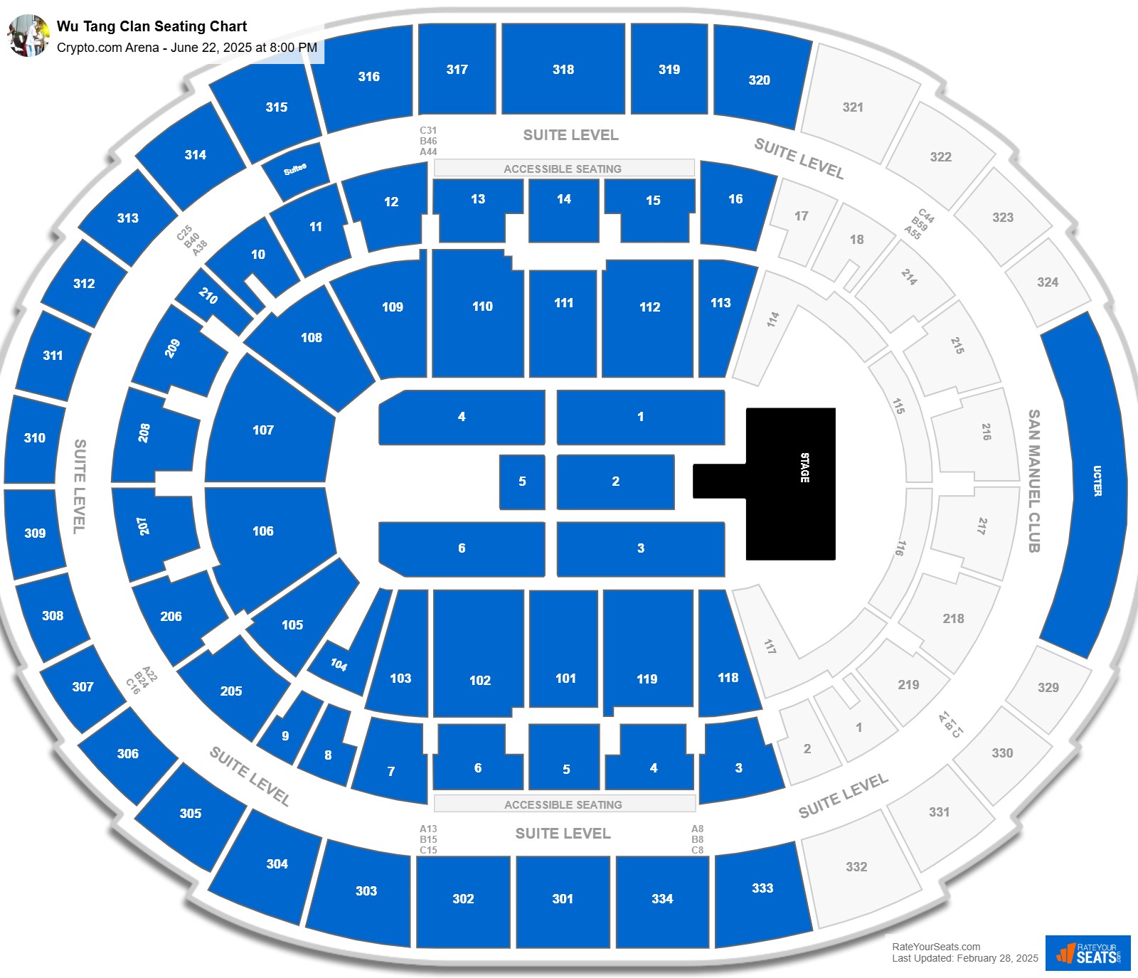 Wu Tang Clan seating chart Crypto.com Arena