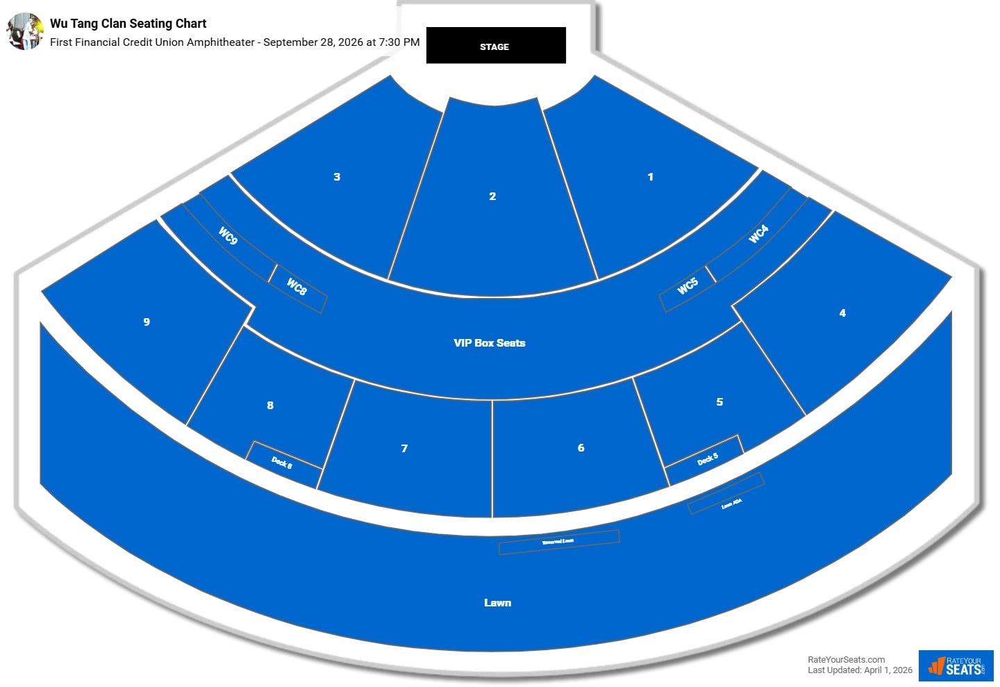 Wu Tang Clan seating chart First Financial Credit Union Amphitheater 