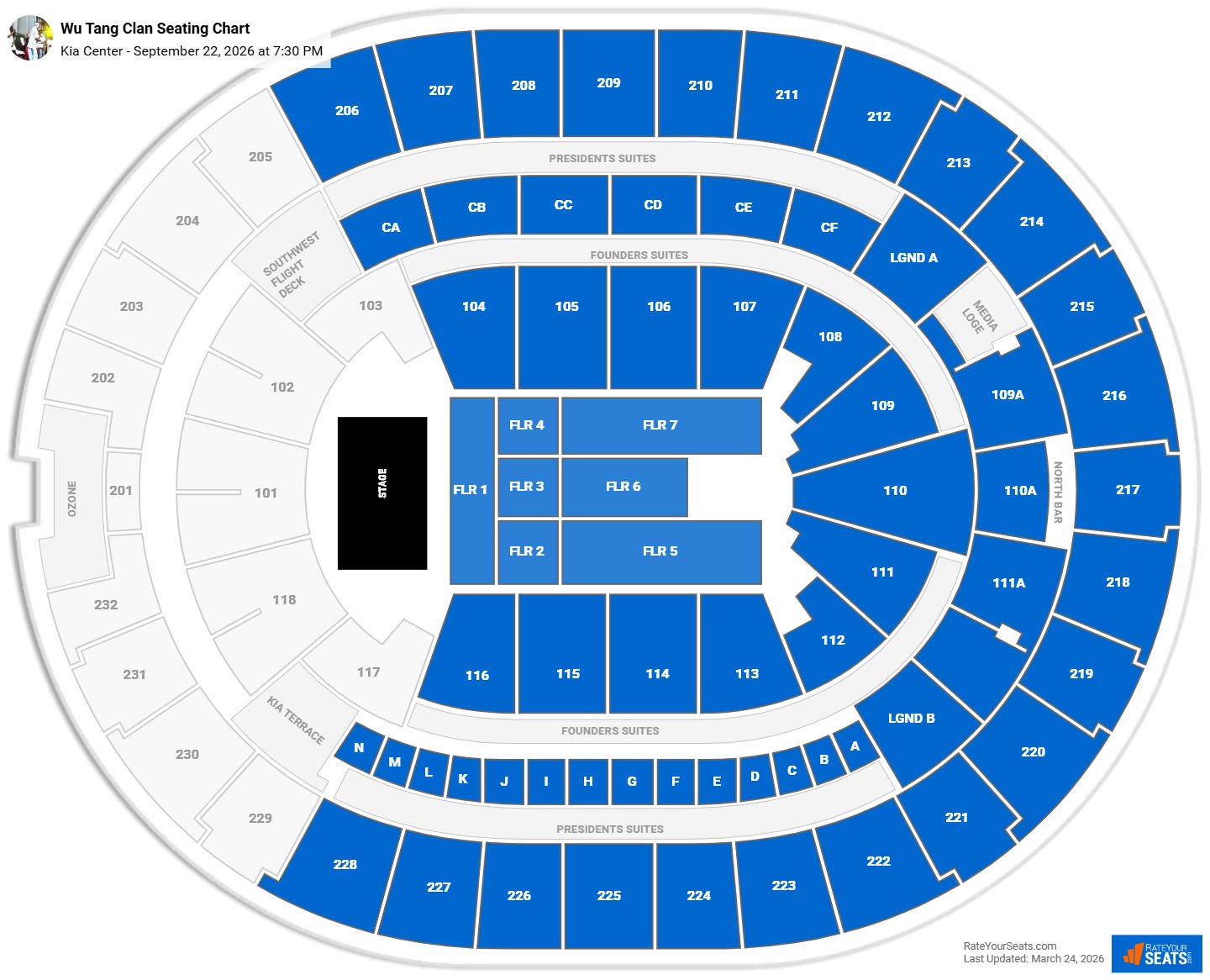 Wu Tang Clan seating chart Kia Center