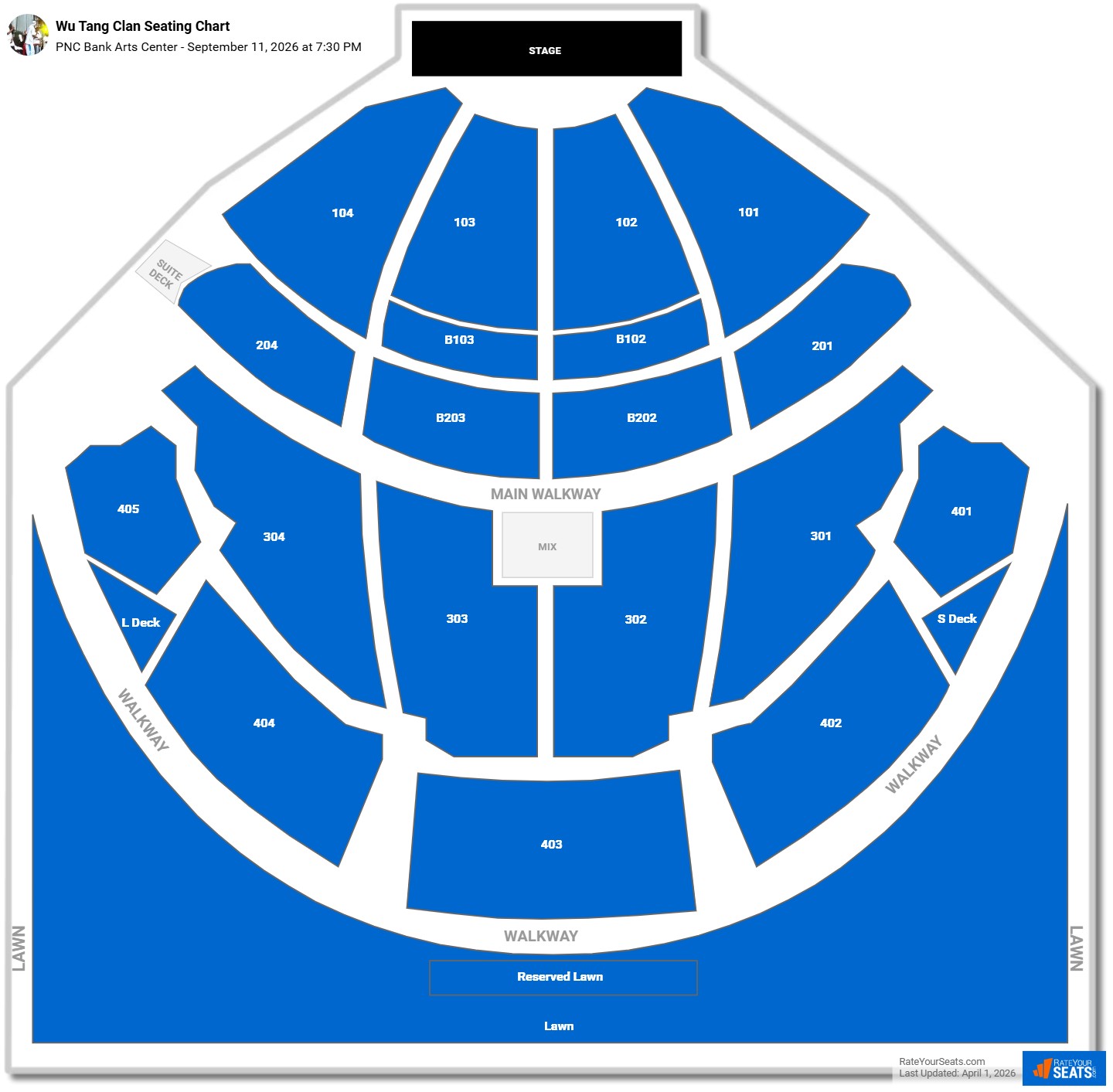 Wu Tang Clan seating chart PNC Bank Arts Center