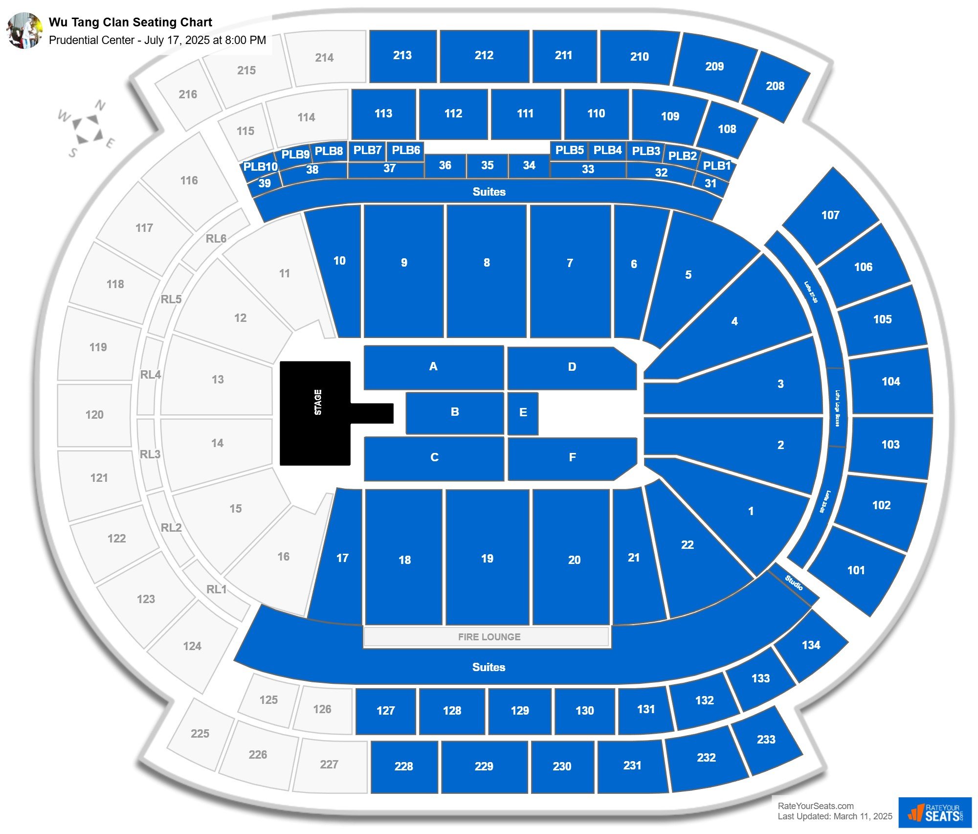 Wu Tang Clan seating chart Prudential Center