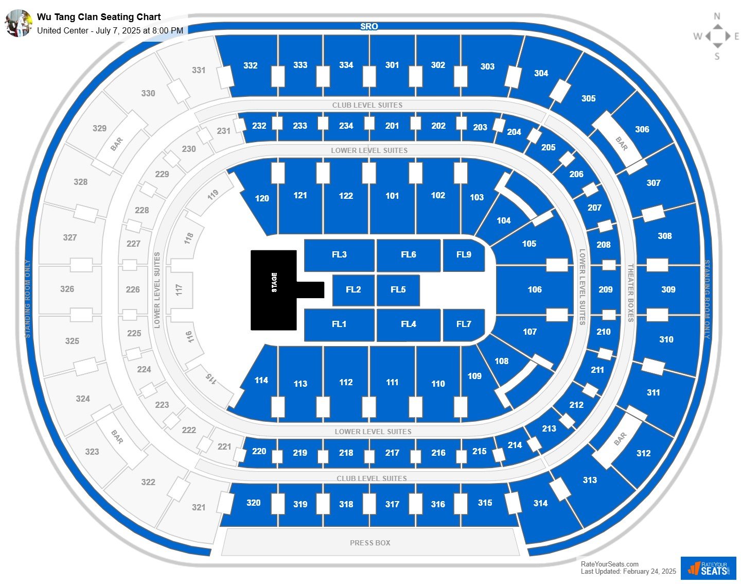 Wu Tang Clan seating chart United Center