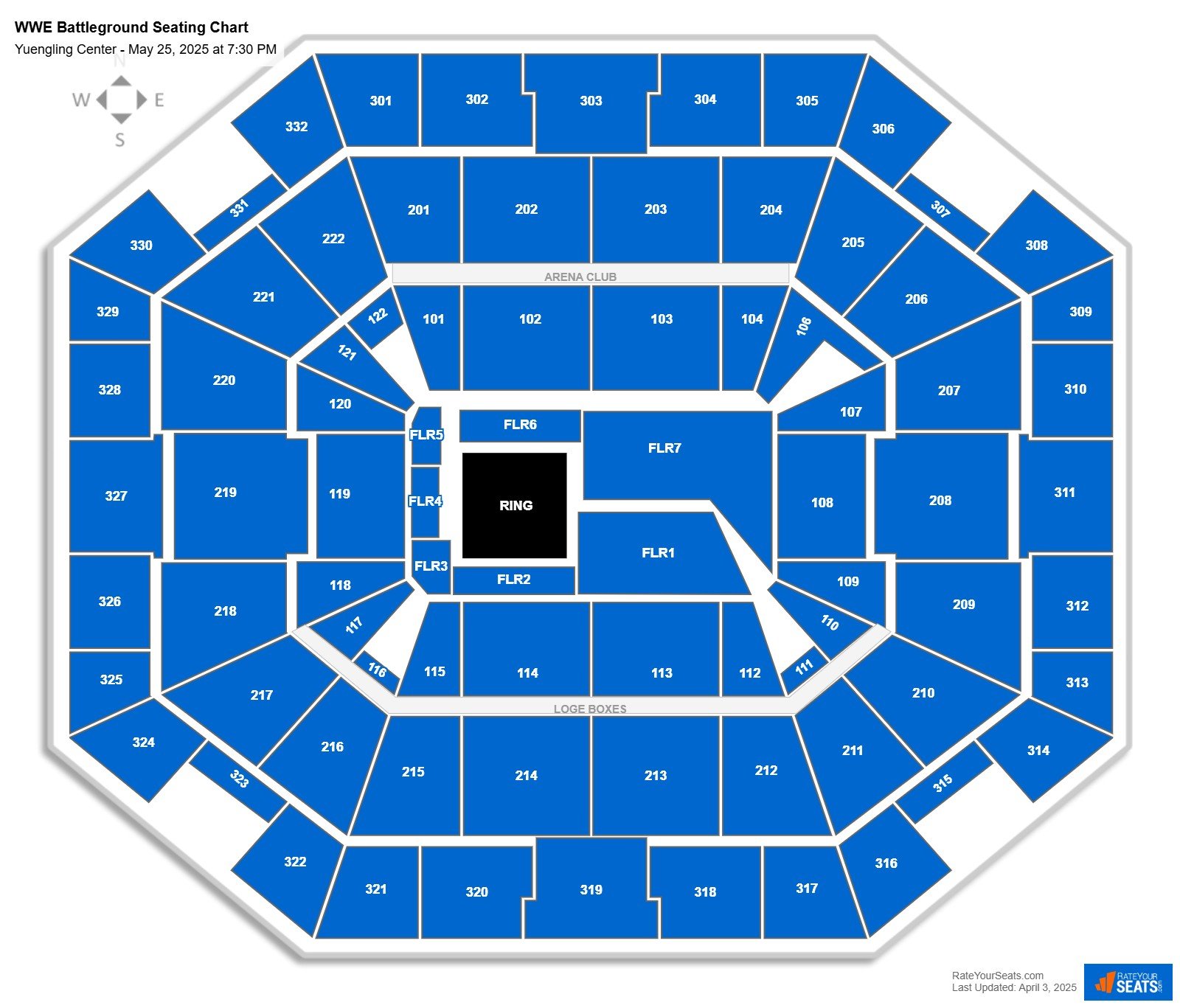 WWE Battleground seating chart Yuengling Center