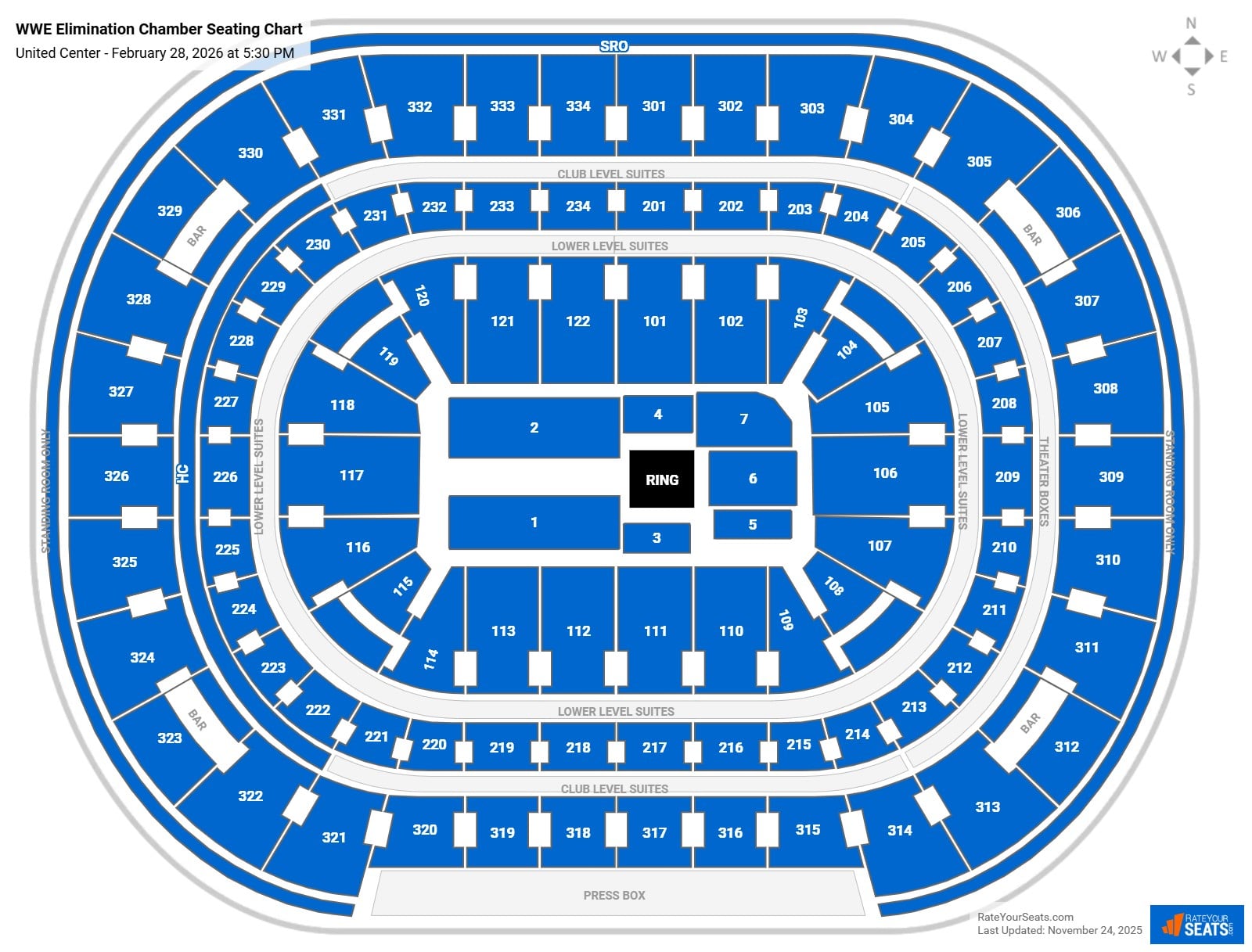 WWE Elimination Chamber seating chart United Center