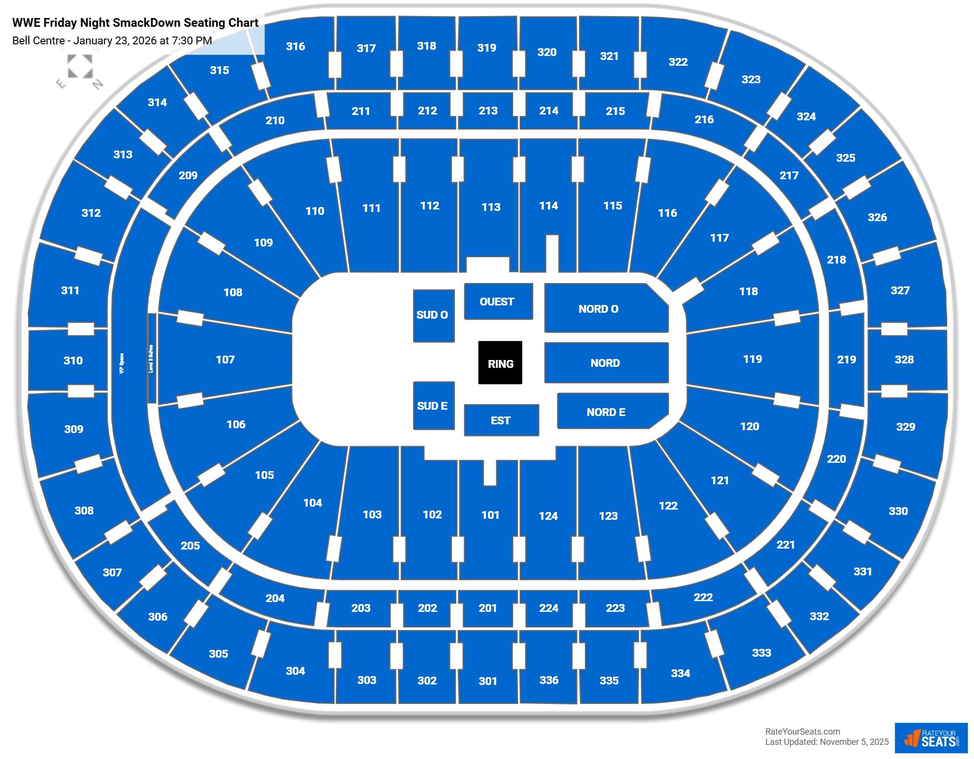 WWE Friday Night SmackDown seating chart Bell Centre