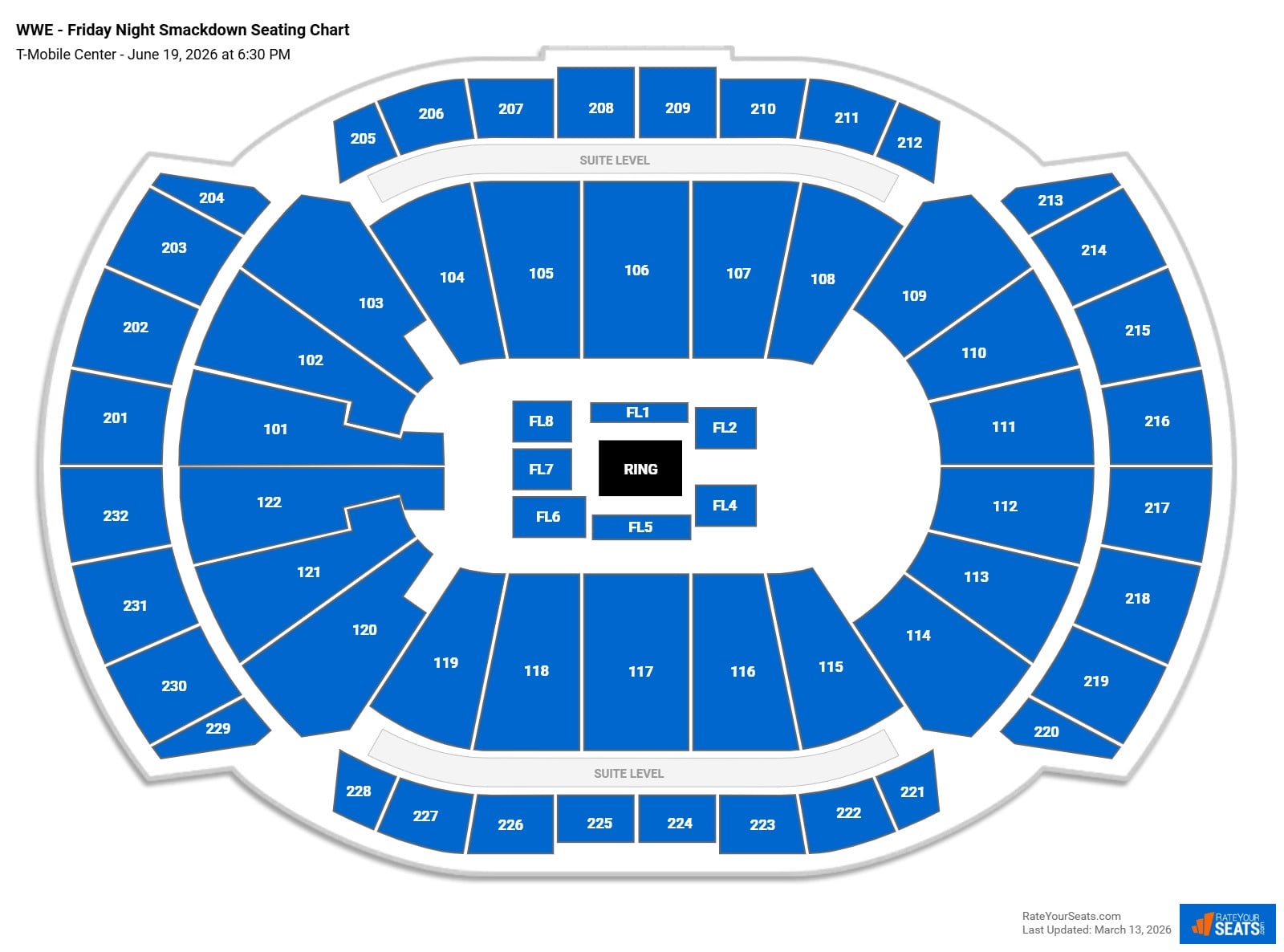 WWE - Friday Night Smackdown seating chart T-Mobile Center