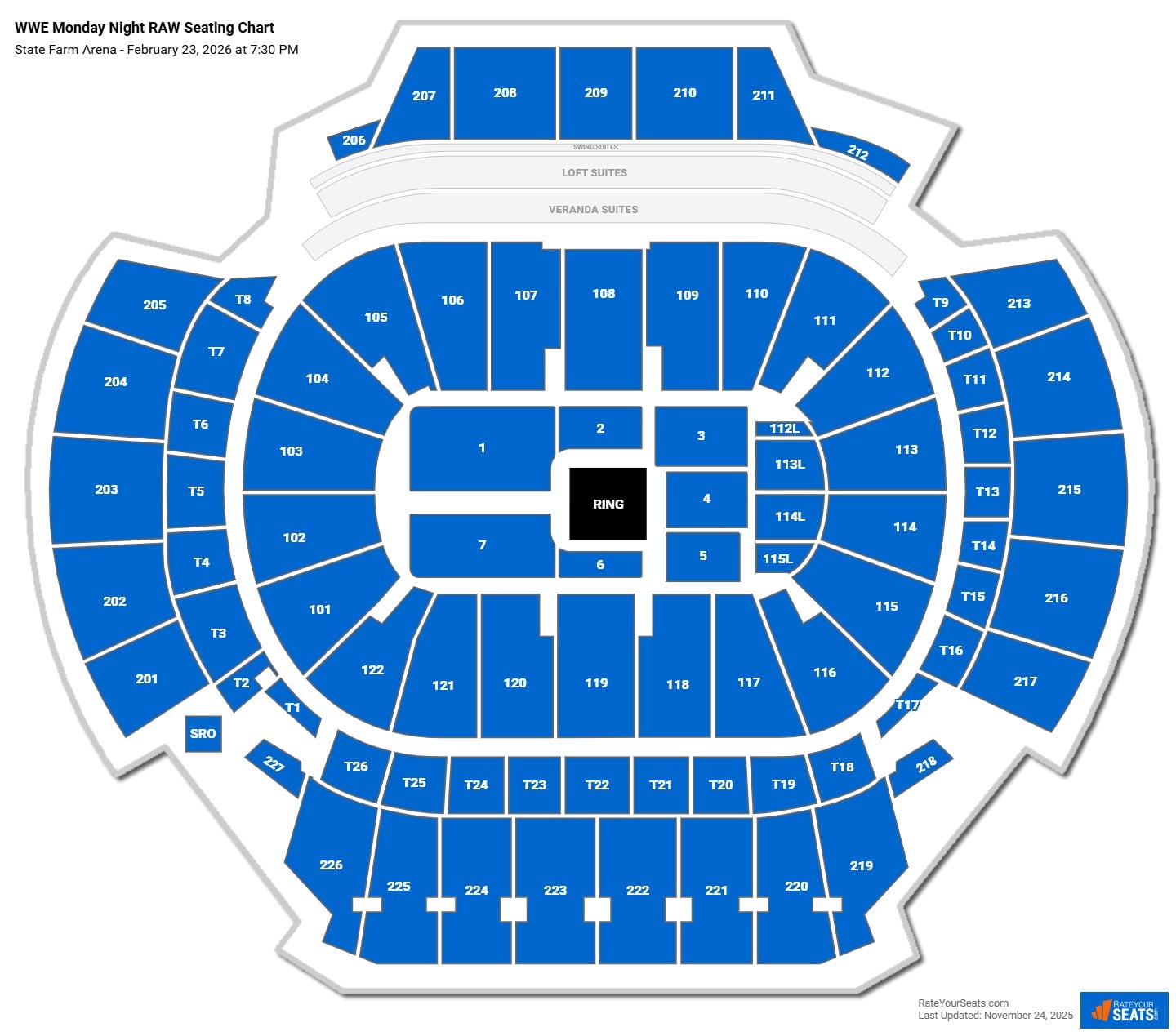 WWE Monday Night RAW seating chart State Farm Arena