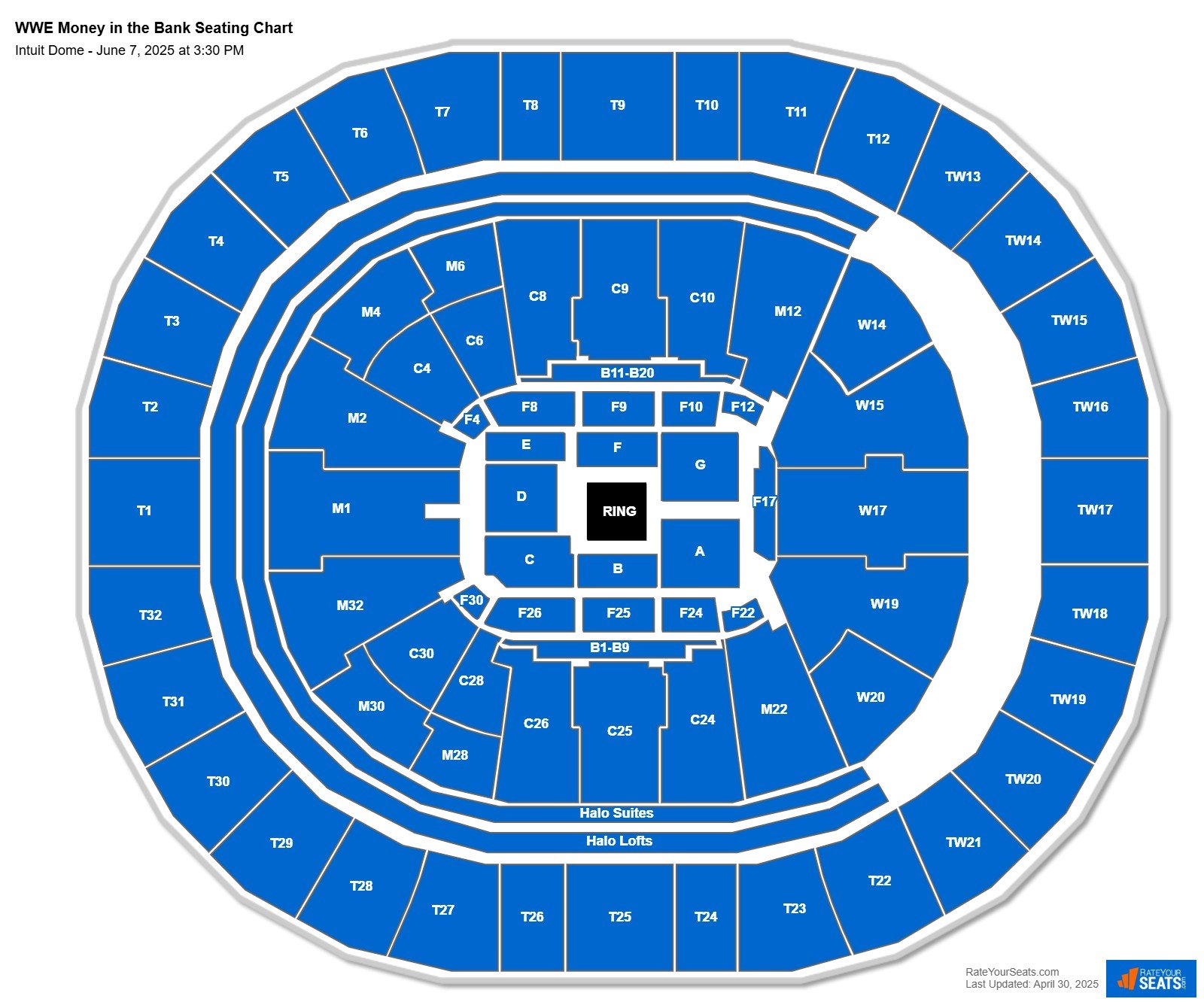 WWE Money in the Bank seating chart Intuit Dome