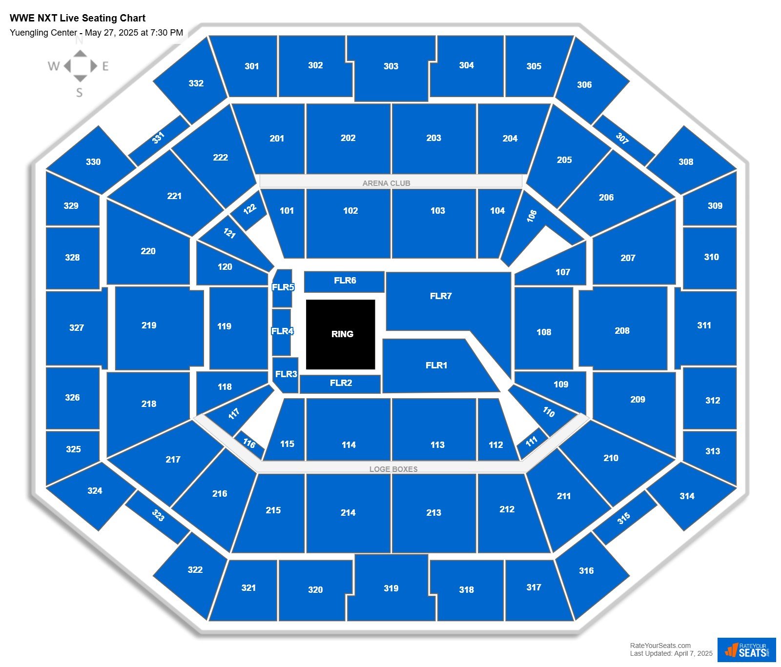 WWE NXT Live seating chart Yuengling Center