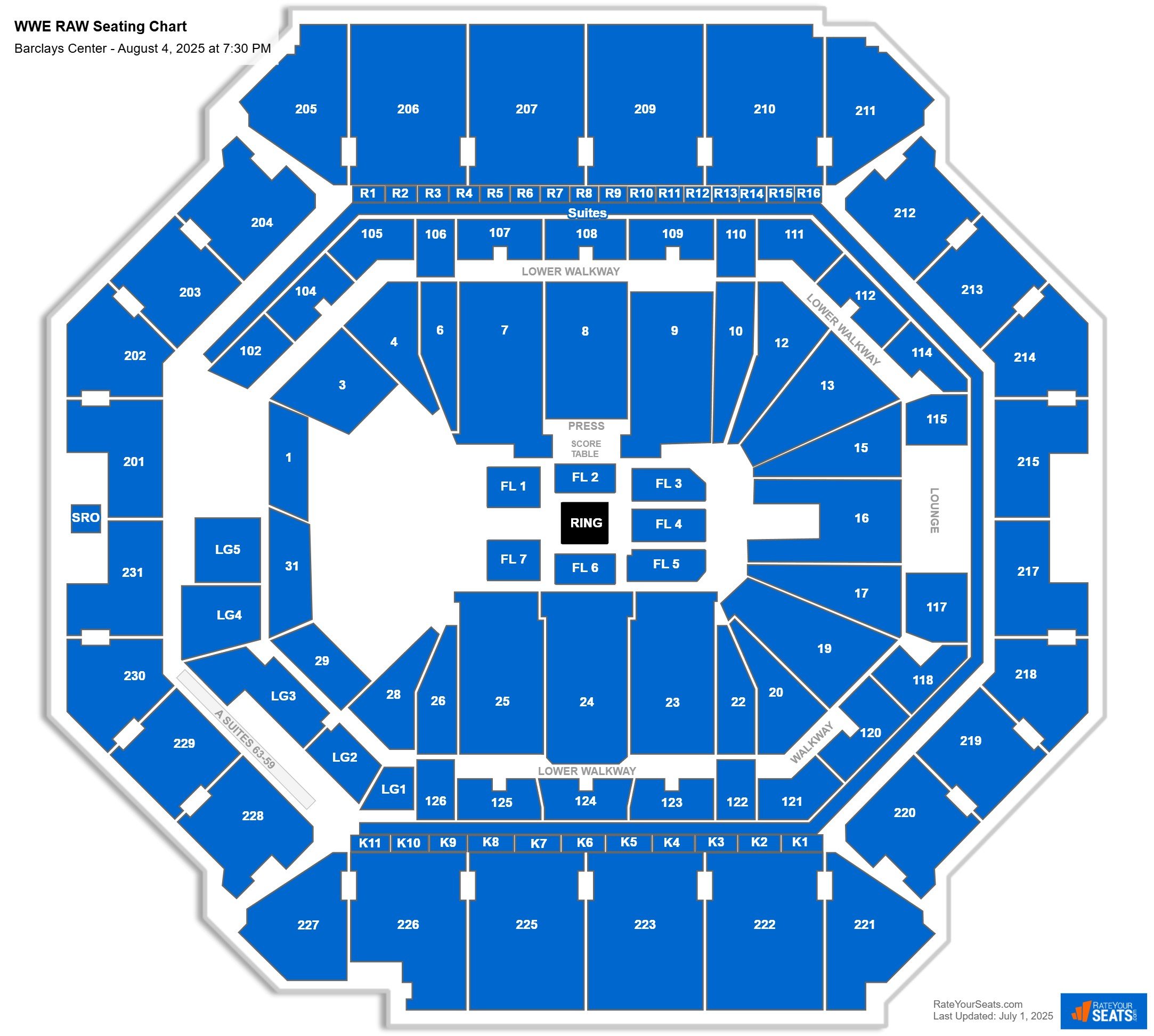 WWE RAW seating chart Barclays Center