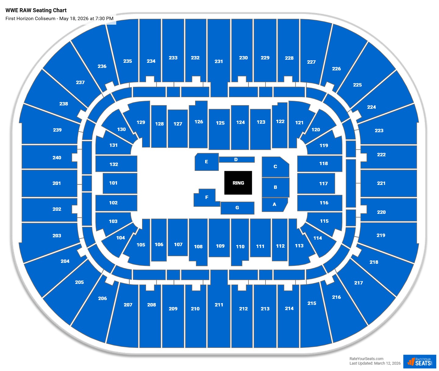 WWE RAW seating chart First Horizon Coliseum