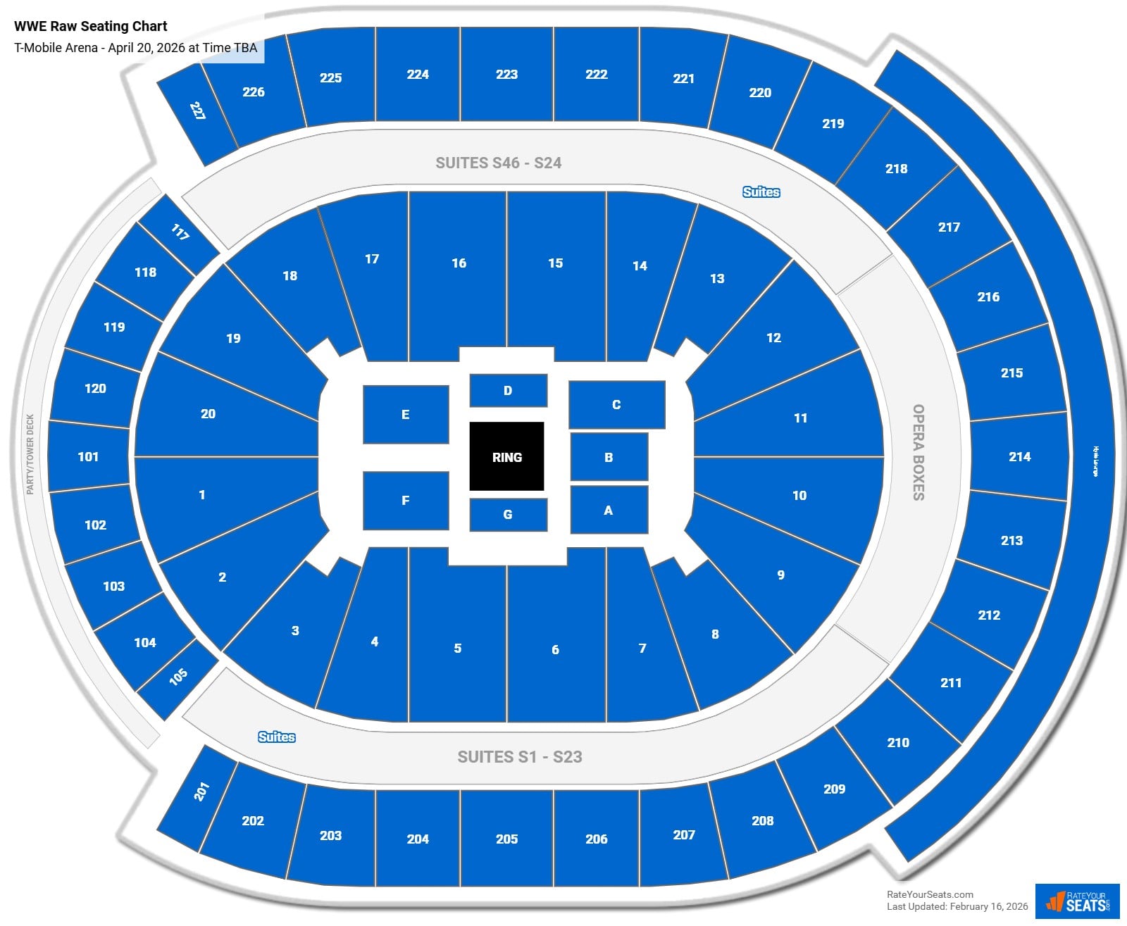WWE Raw seating chart T-Mobile Arena