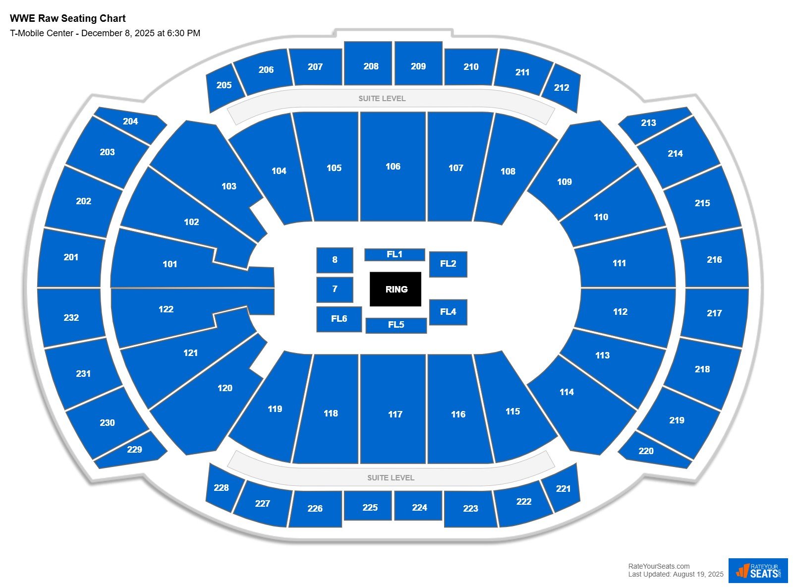 WWE Raw seating chart T-Mobile Center