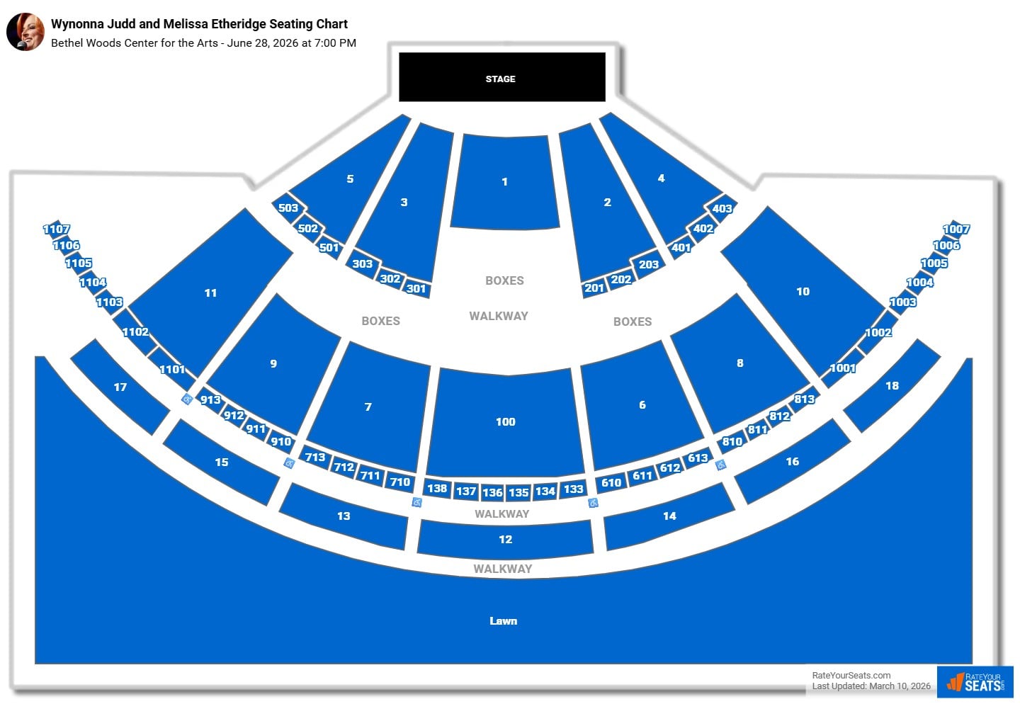Wynonna Judd and Melissa Etheridge seating chart Bethel Woods Center for the Arts