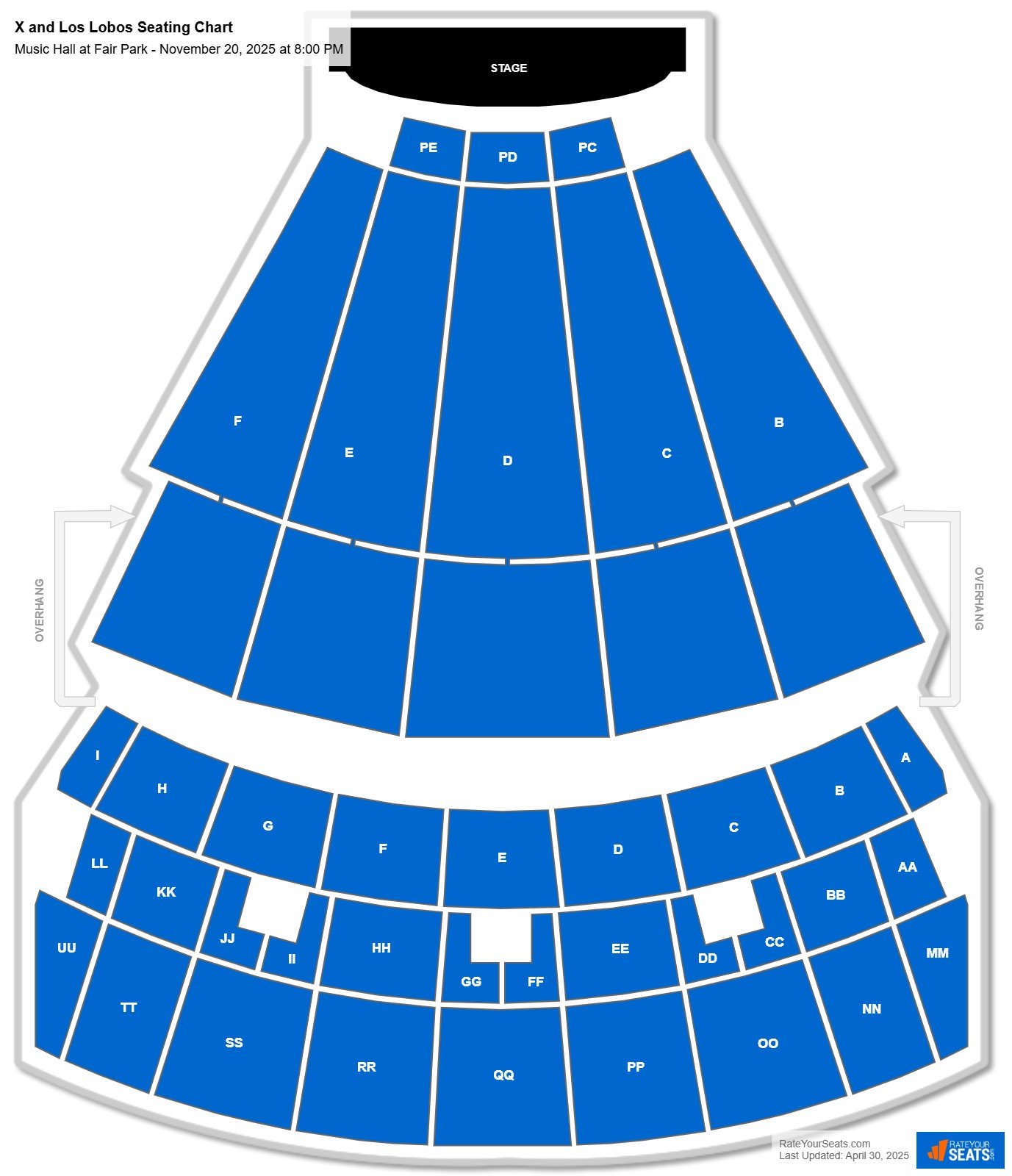 X and Los Lobos seating chart Music Hall at Fair Park
