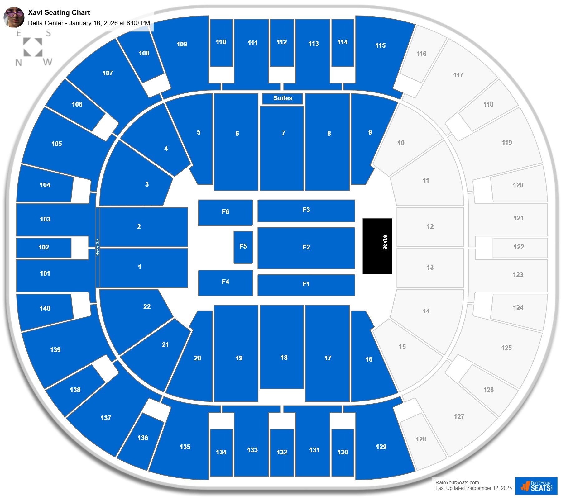 Xavi seating chart Delta Center