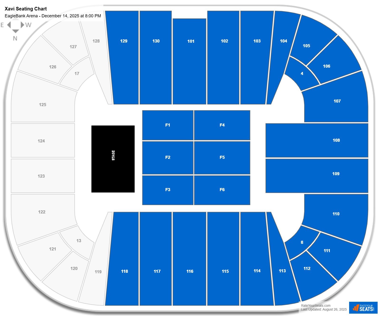 Xavi seating chart EagleBank Arena
