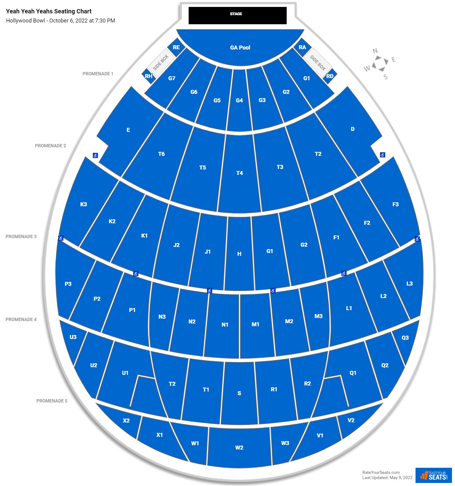 Yeah Yeah Yeahs seating chart Hollywood Bowl