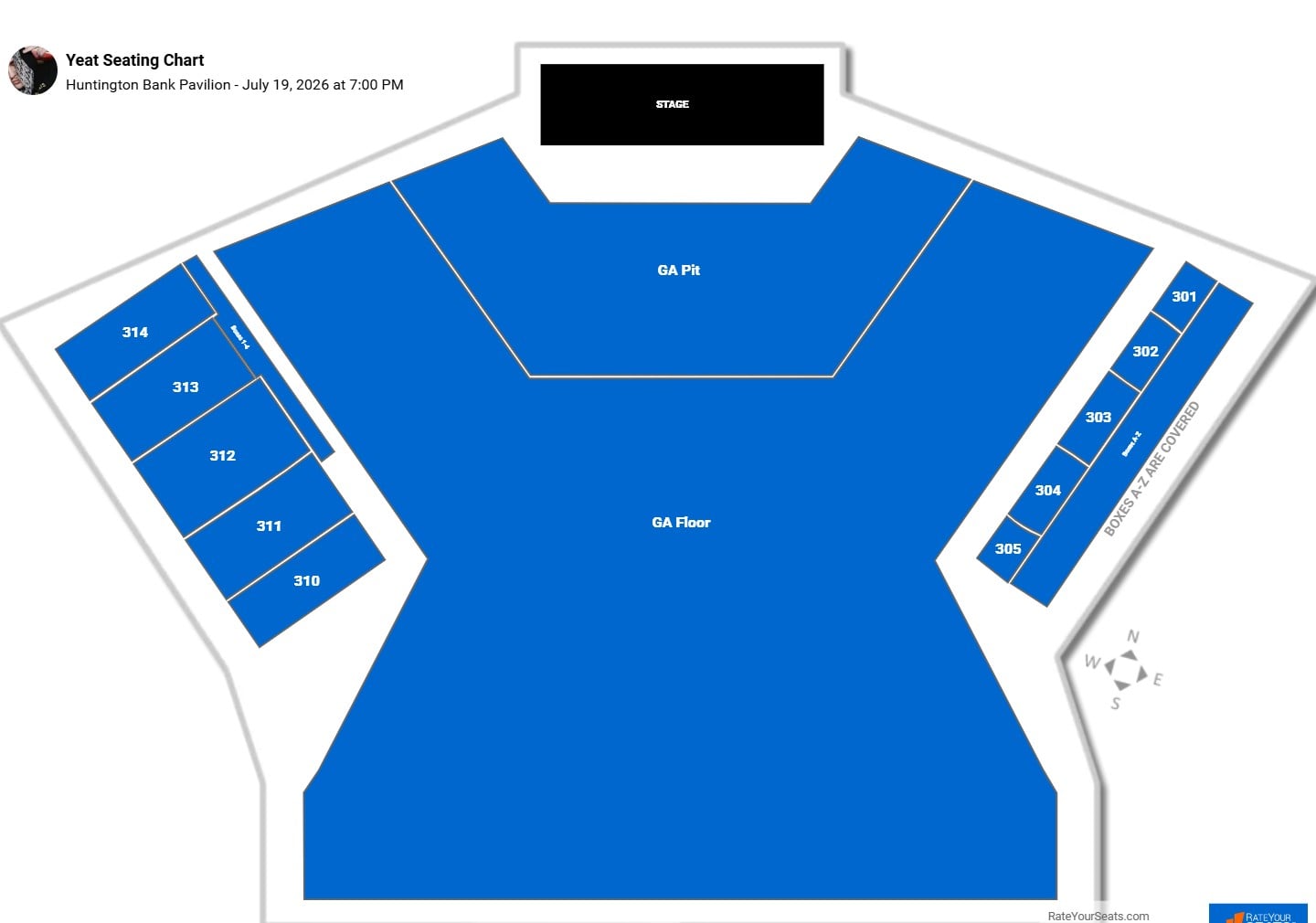 Yeat seating chart Huntington Bank Pavilion (at Northerly Island)