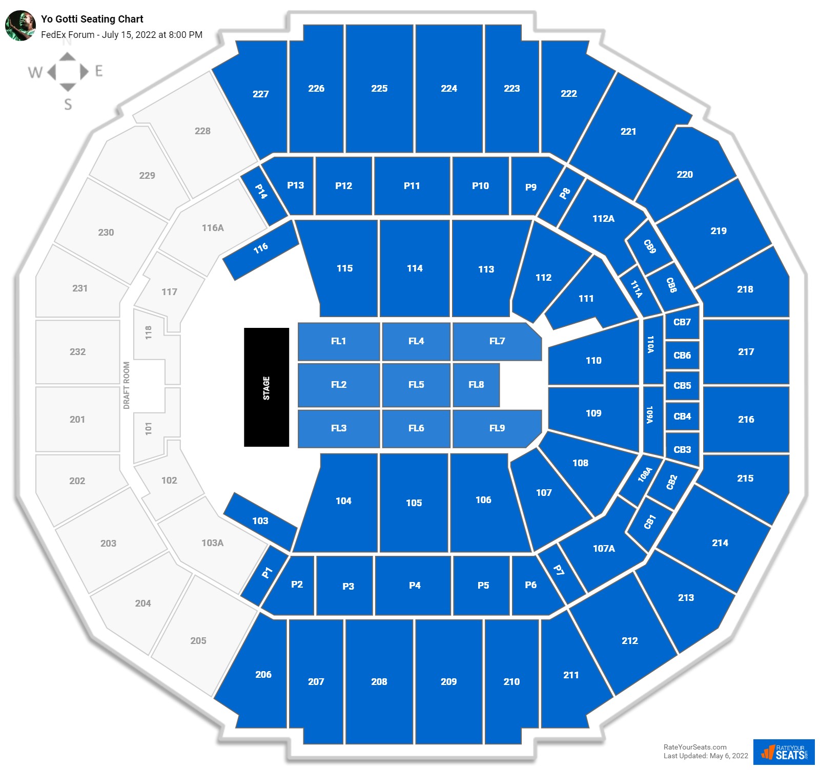 Yo Gotti seating chart FedEx Forum