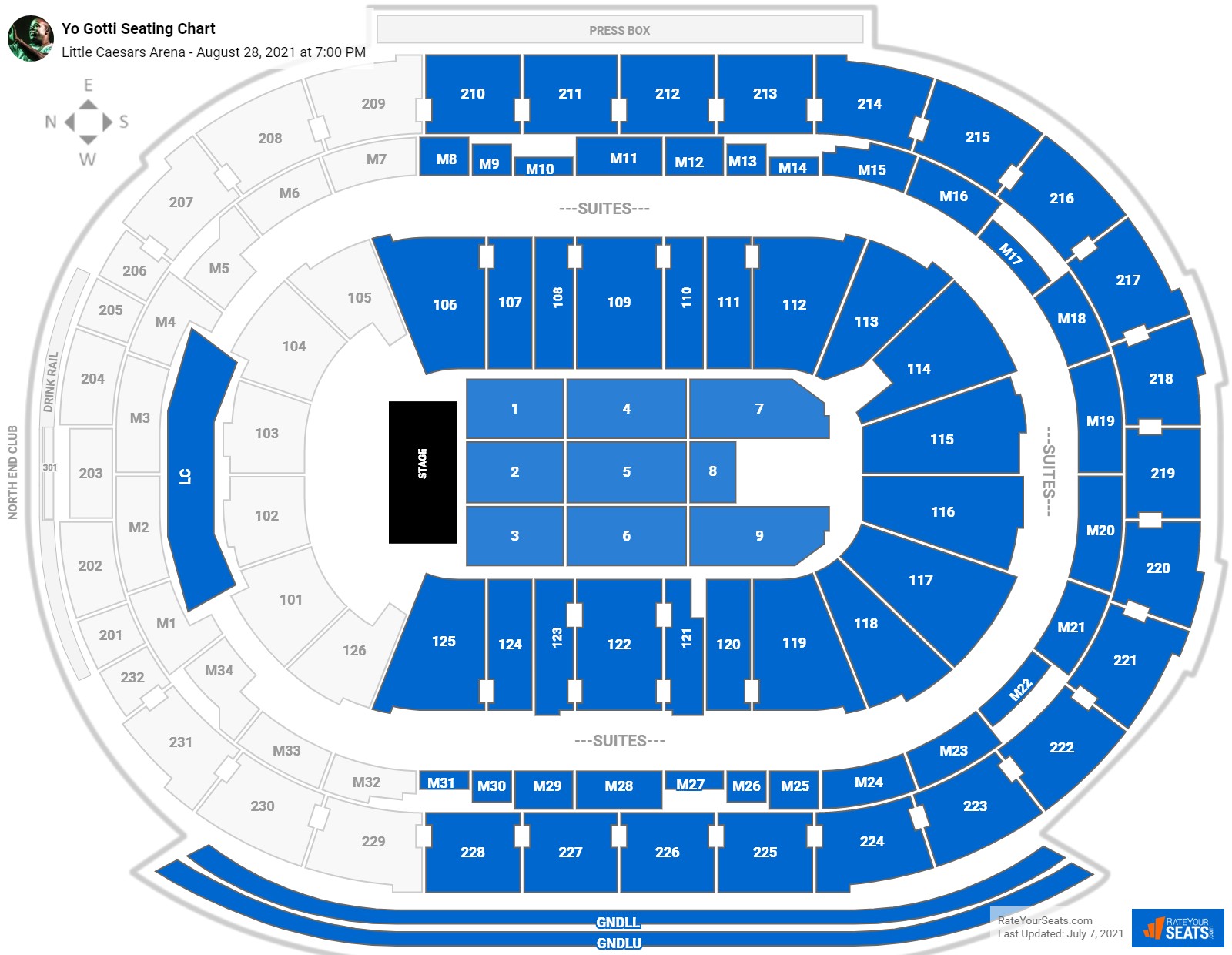 Yo Gotti seating chart Little Caesars Arena