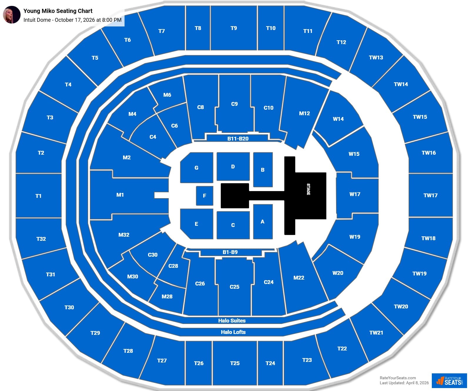 Young Miko seating chart Intuit Dome