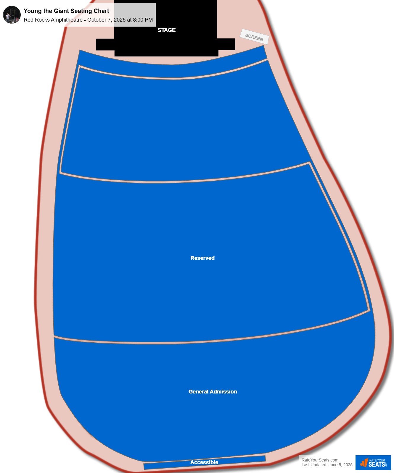 Young the Giant seating chart Red Rocks Amphitheatre