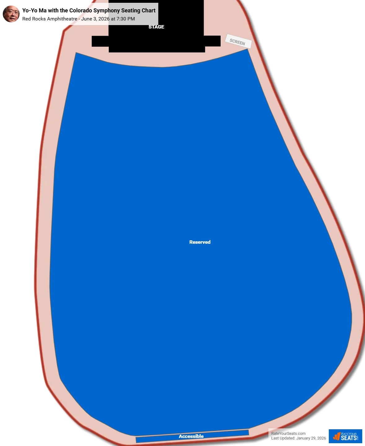 Yo-Yo Ma with the Colorado Symphony seating chart Red Rocks Amphitheatre