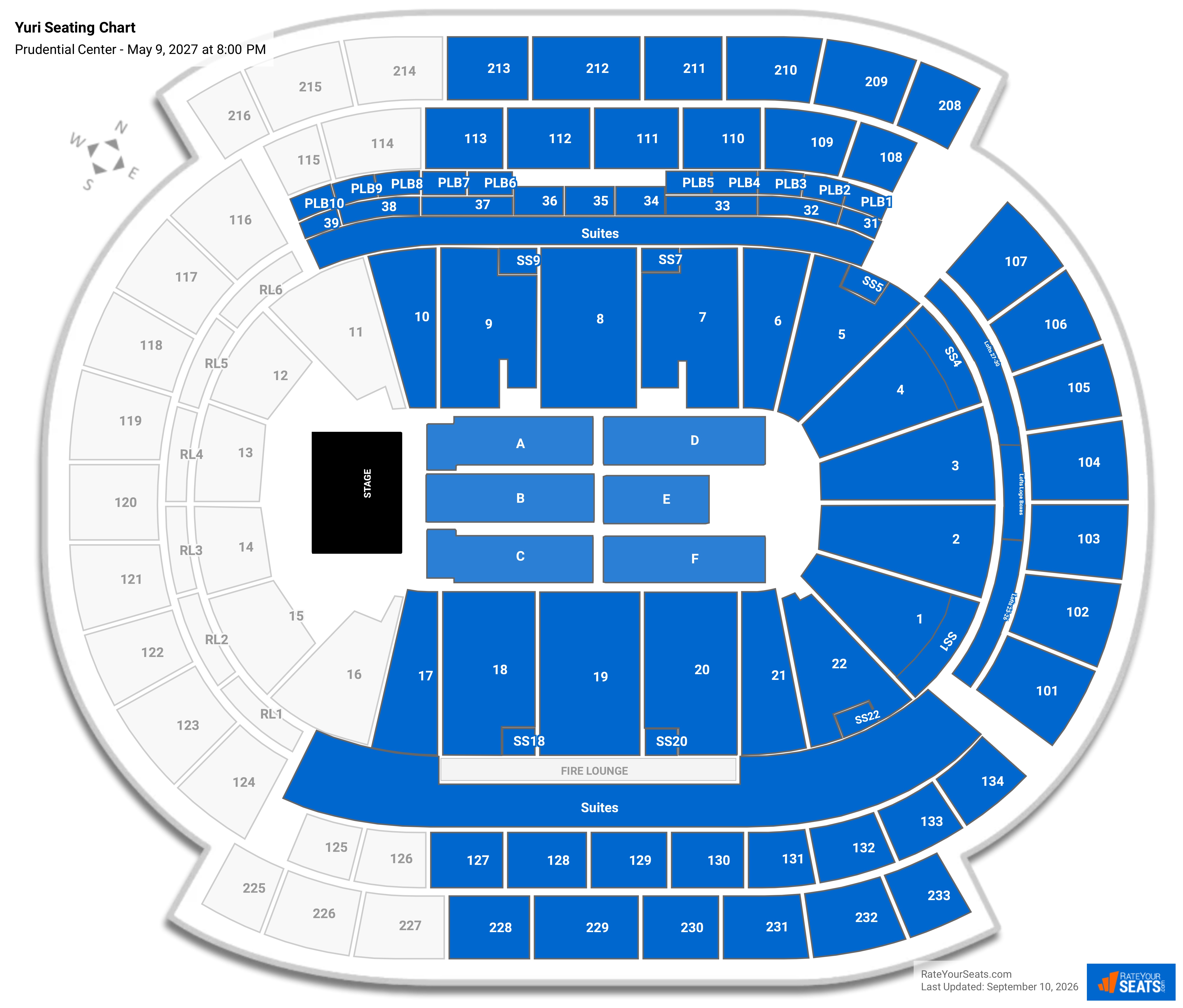 Yuri Seating Chart at Prudential Center