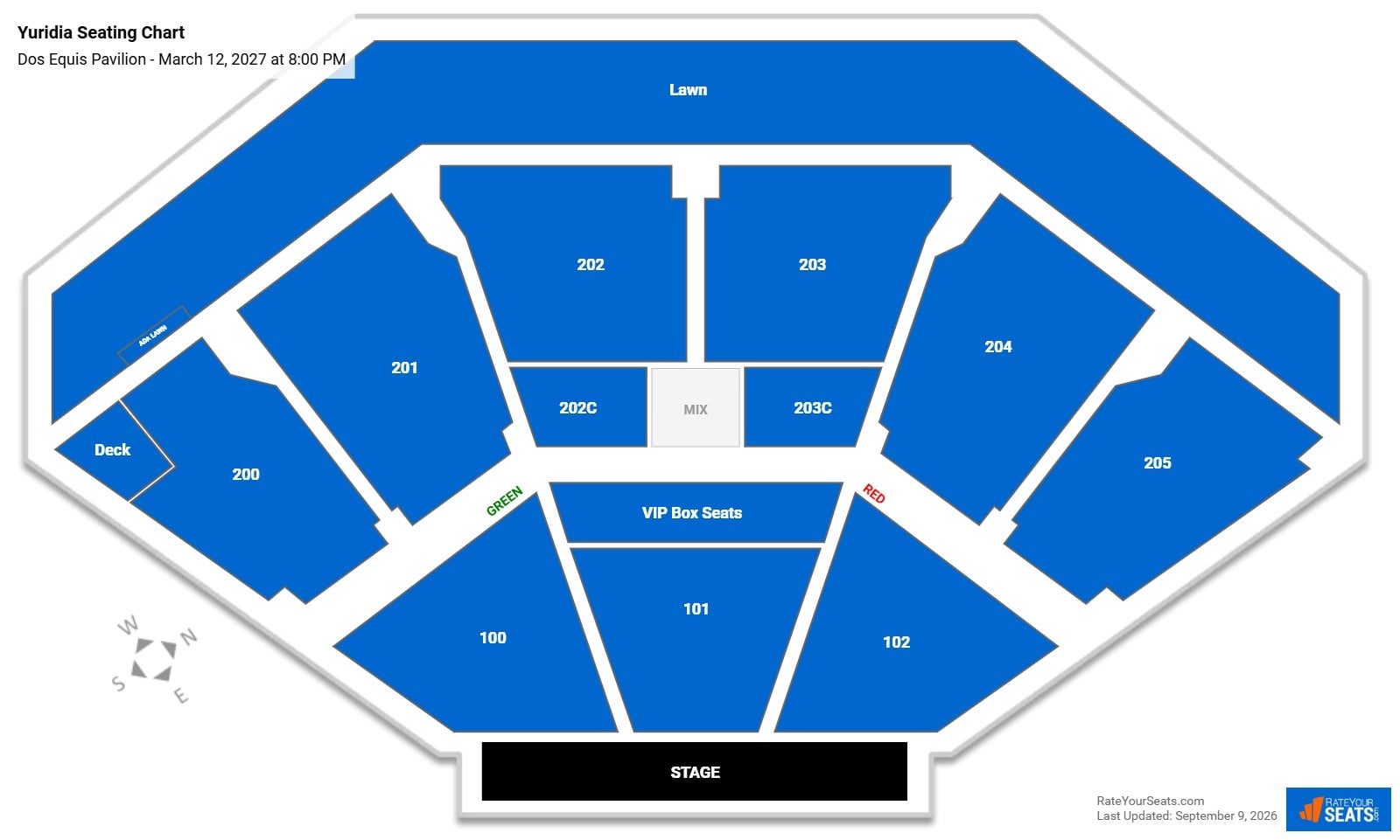 Yuridia Seating Chart at Dos Equis Pavilion